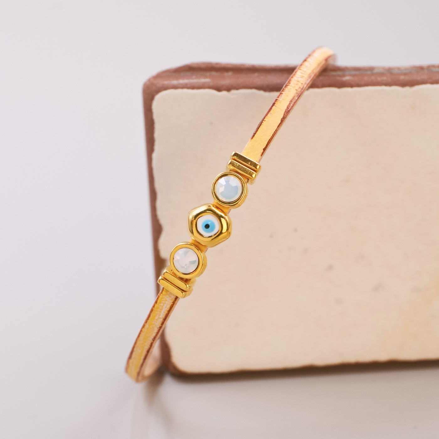 Evil Eye & Crystals Leather Bracelet — Bracelets from Toolittle — additional view 2