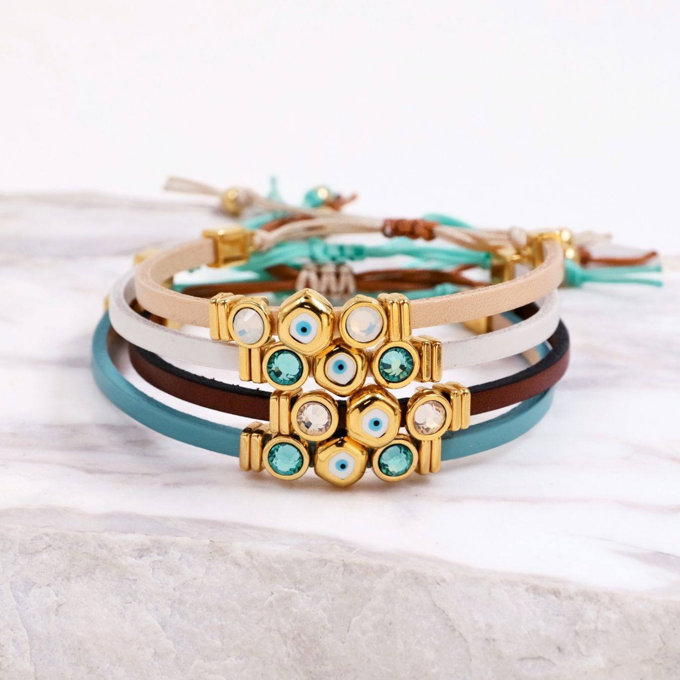 Leather Bracelets | Pebble Evil Eye — Bracelets from Toolittle — additional view 9
