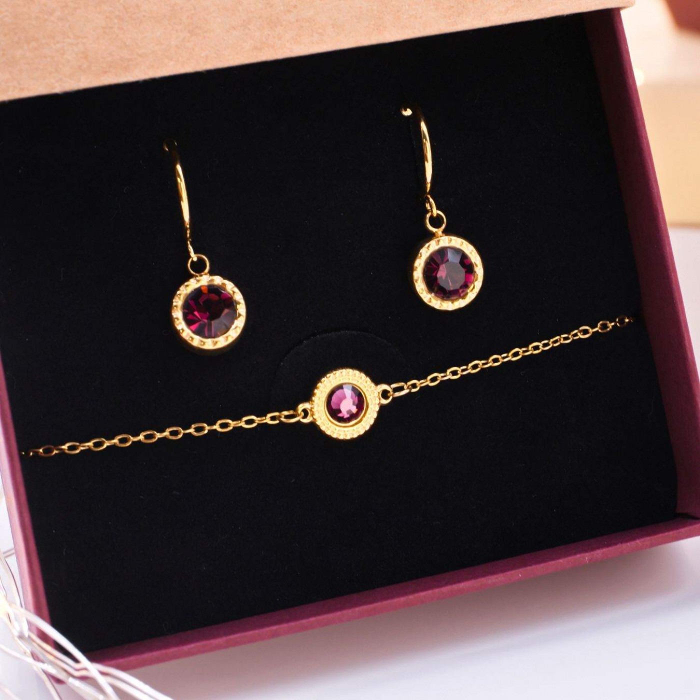Bracelet & Earrings Set with Swarovski Crystals – Gift Box Included — Earrings from Toolittle — additional view 3