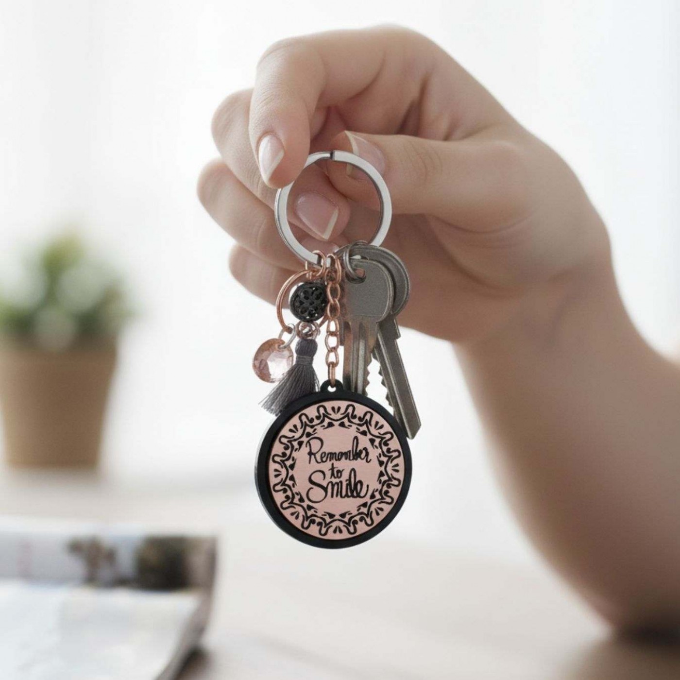 Women’s Keychain – “Remember to Smile” — Pendants & charms from Toolittle — additional view 3