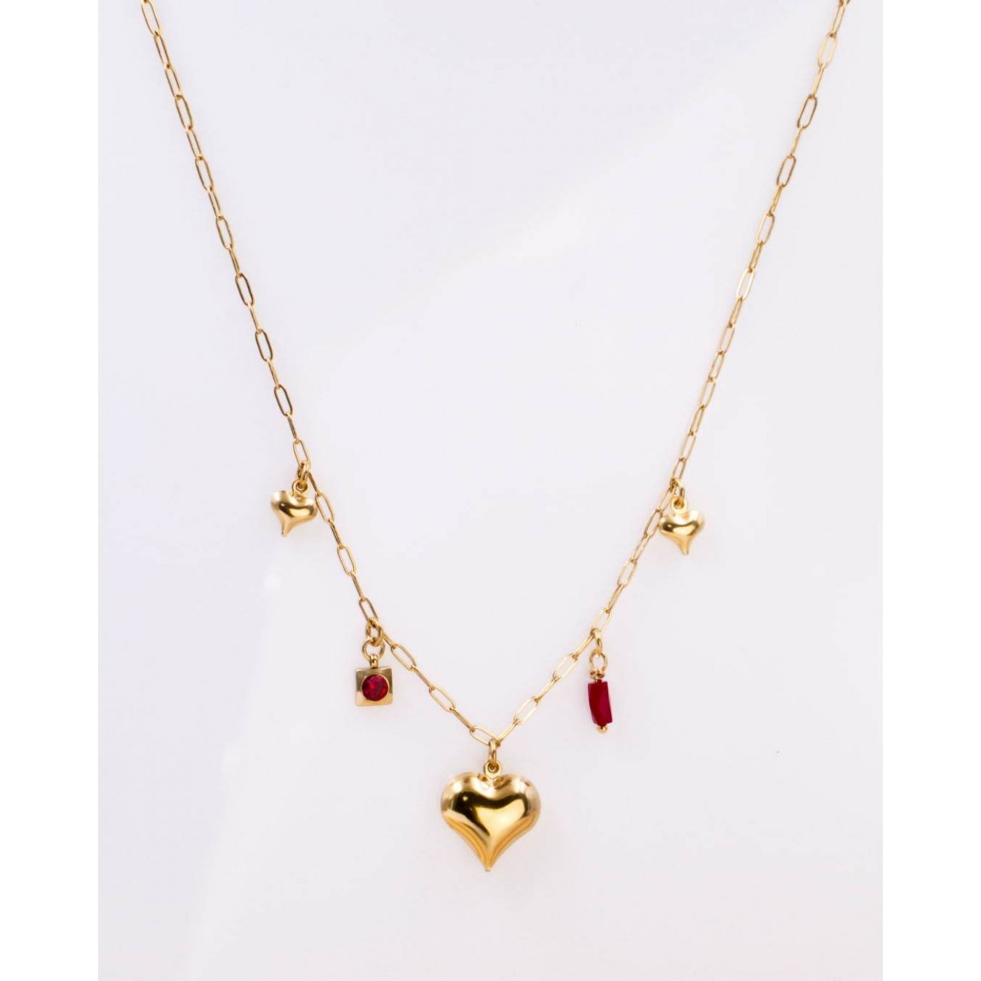 Steel Charms Necklace - Metal Heart & Zircon — Necklaces from Toolittle — additional view 2