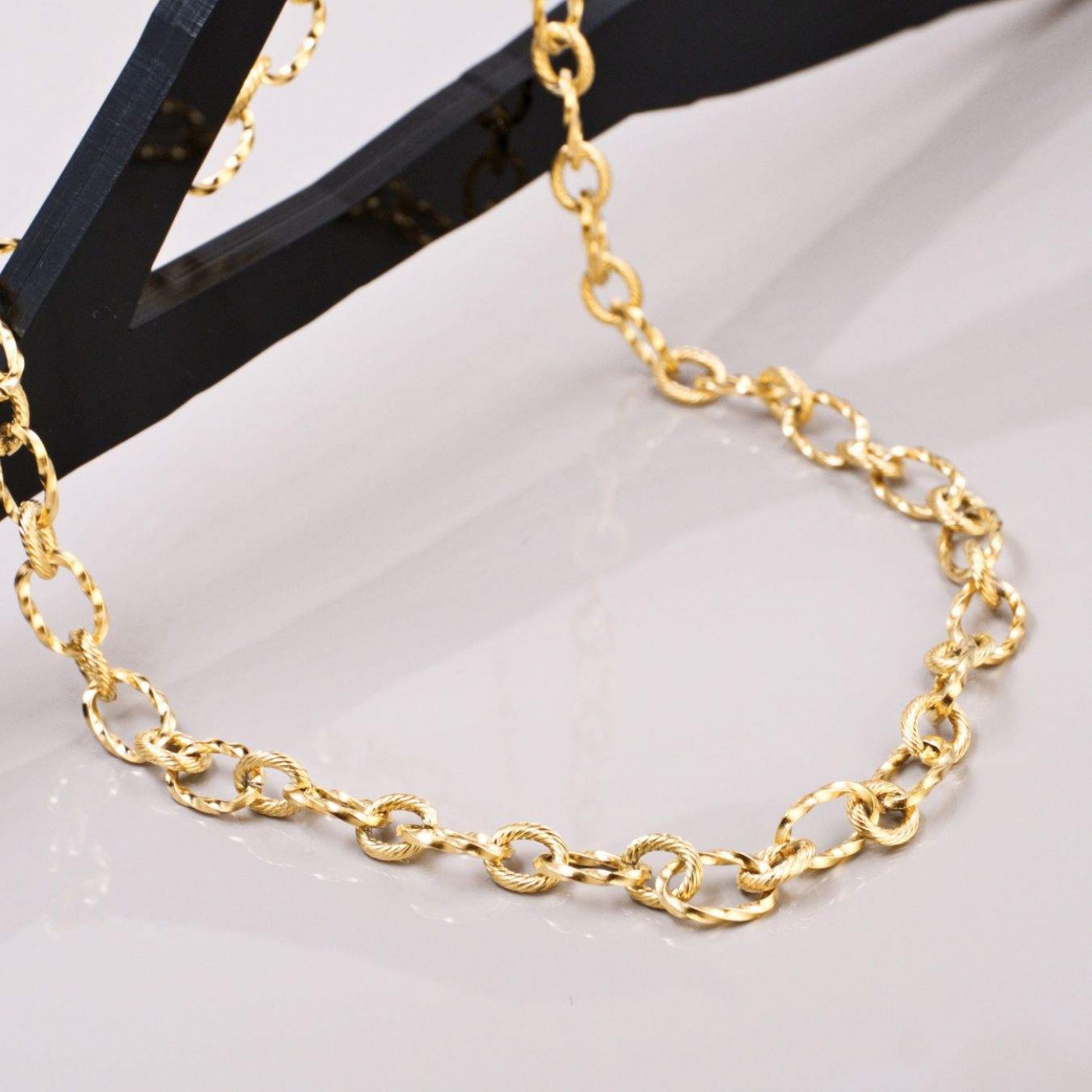 Statement Necklace with Wide Gold Chain