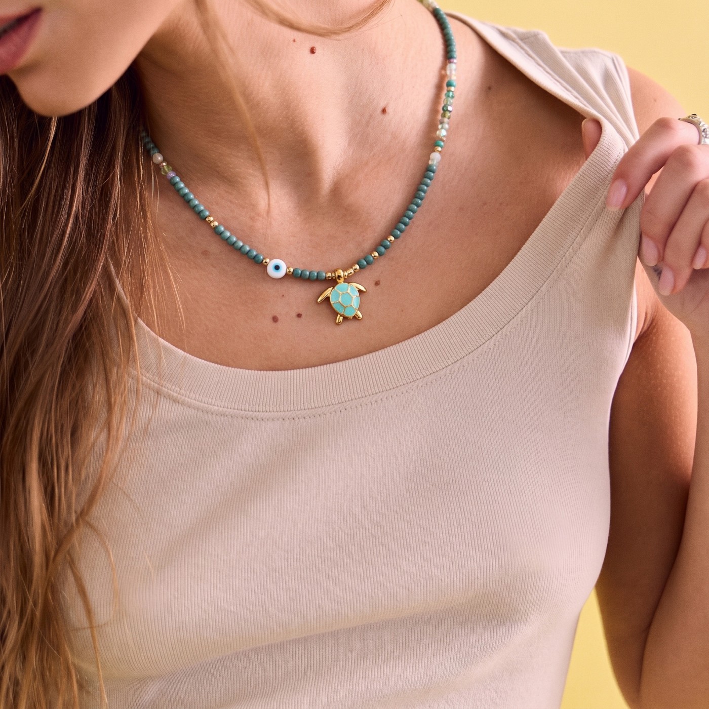 Enamelled Sea Turtle Necklace - Color Option
