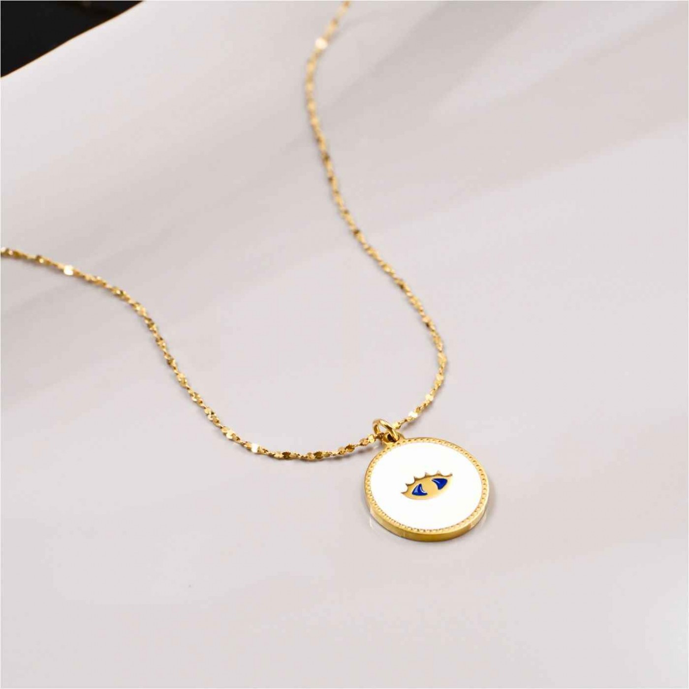 Gold-plated Eye Necklace - Stainless Steel & Enamel — Necklaces from Toolittle — additional view 2