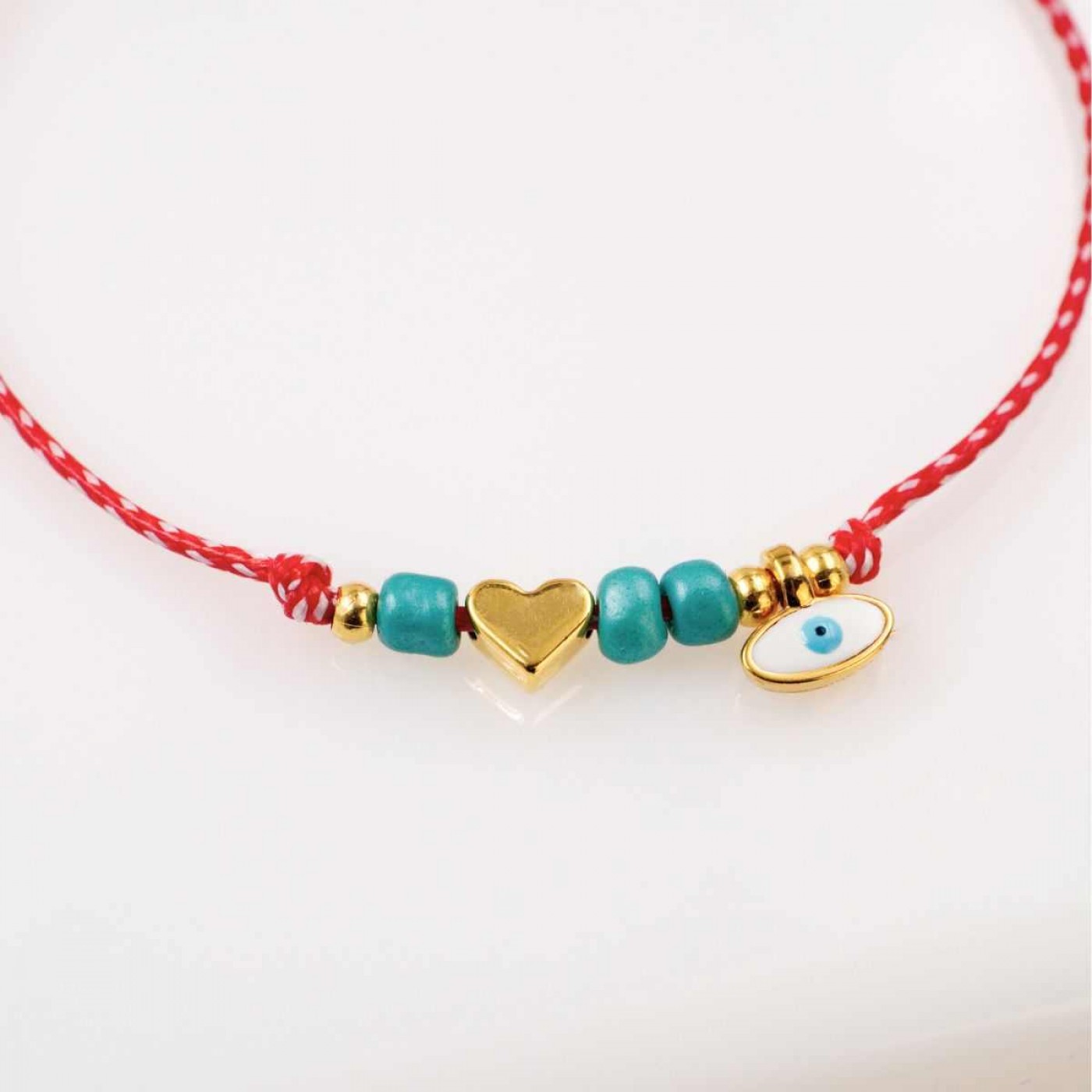 Women’s Martaki Bracelet with Eye & Metal Heart | Handmade — Bracelets from Toolittle — additional view 4
