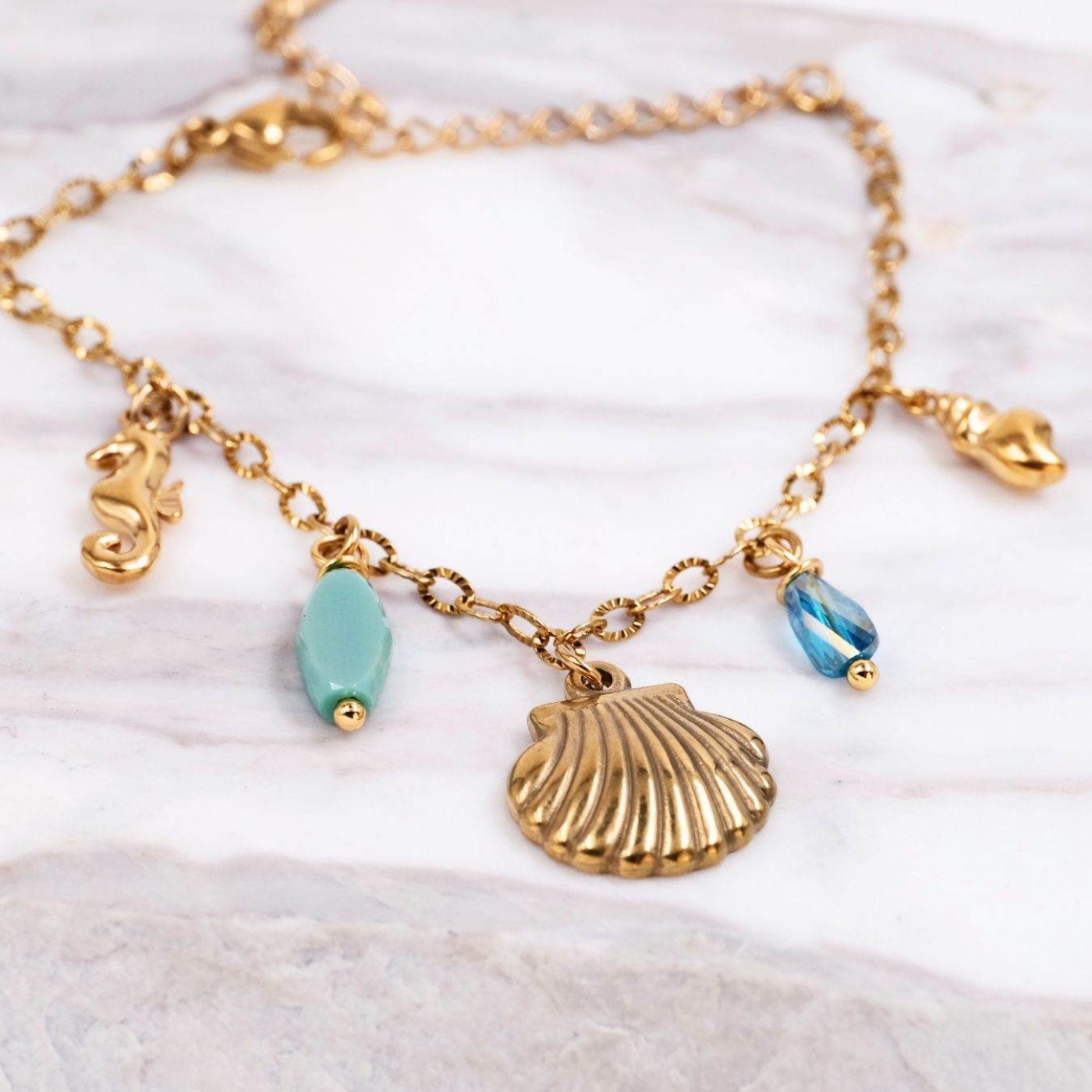 Stainless Steel Jewelry: Sea Clam & Fresh Water Pearl Bracelet — Bracelets from Toolittle — additional view 2