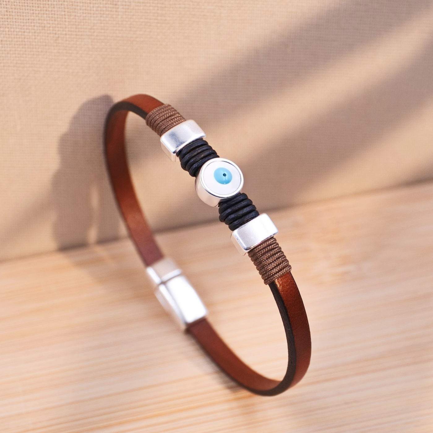 Evil Eye Leather Men's Bracelet