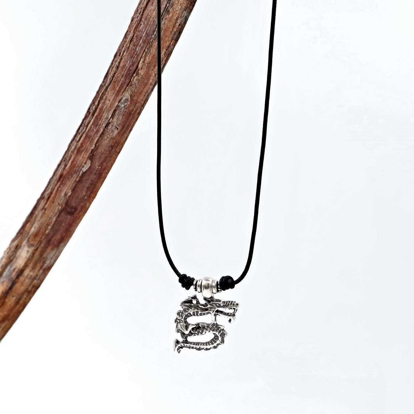 Men's necklace Silver Dragon