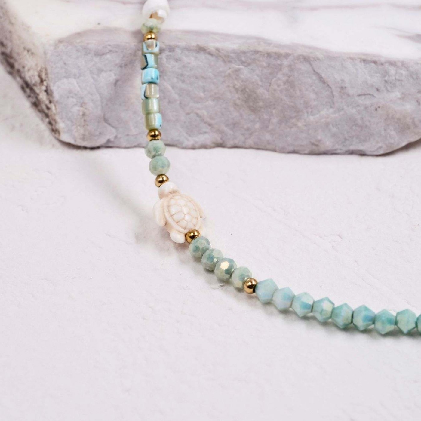 Summer Necklace | Stones & Ceramic Evil Eye - Color Option — Necklaces from Toolittle — additional view 3