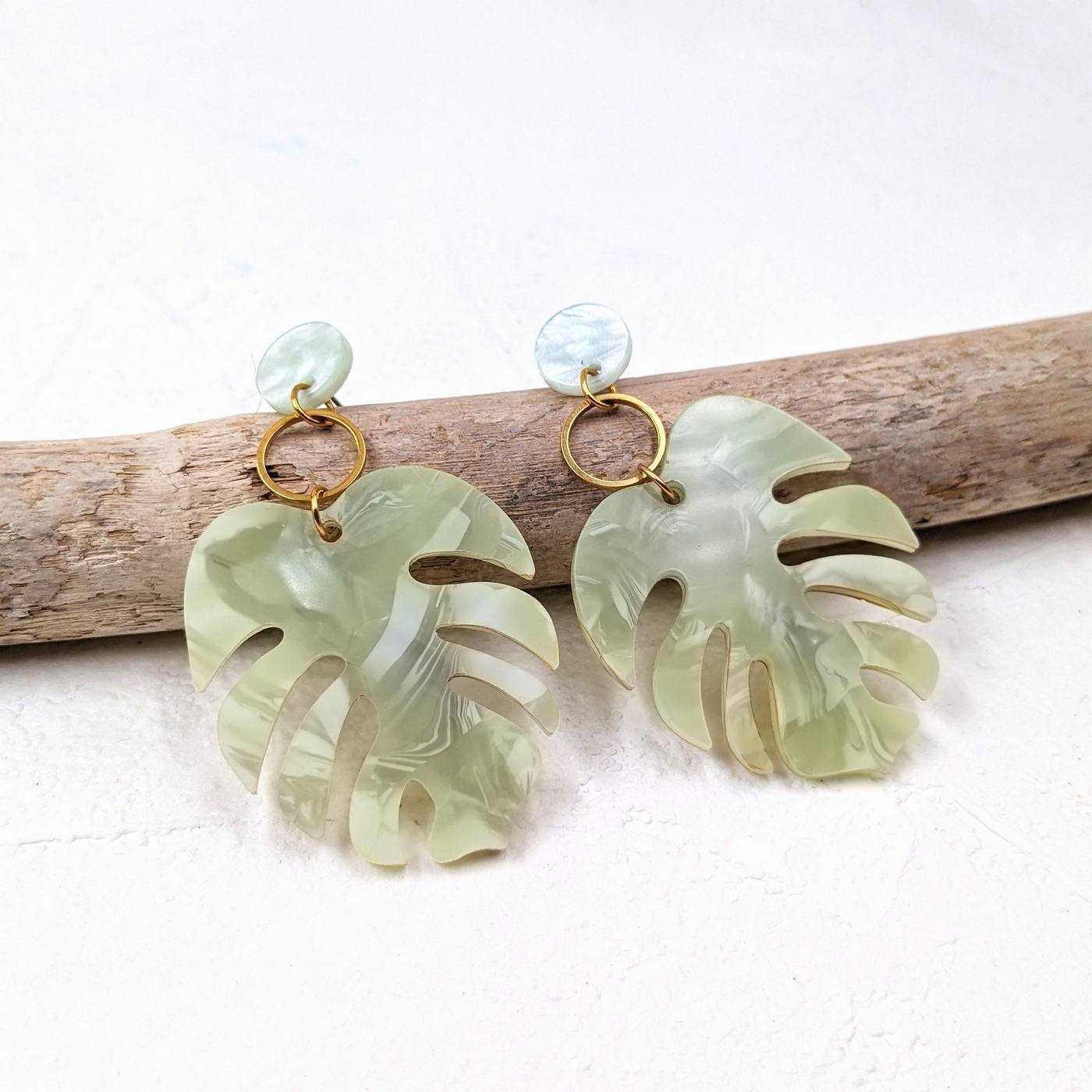 Plexiglass leaf earrings — Earrings from Toolittle — additional view 3