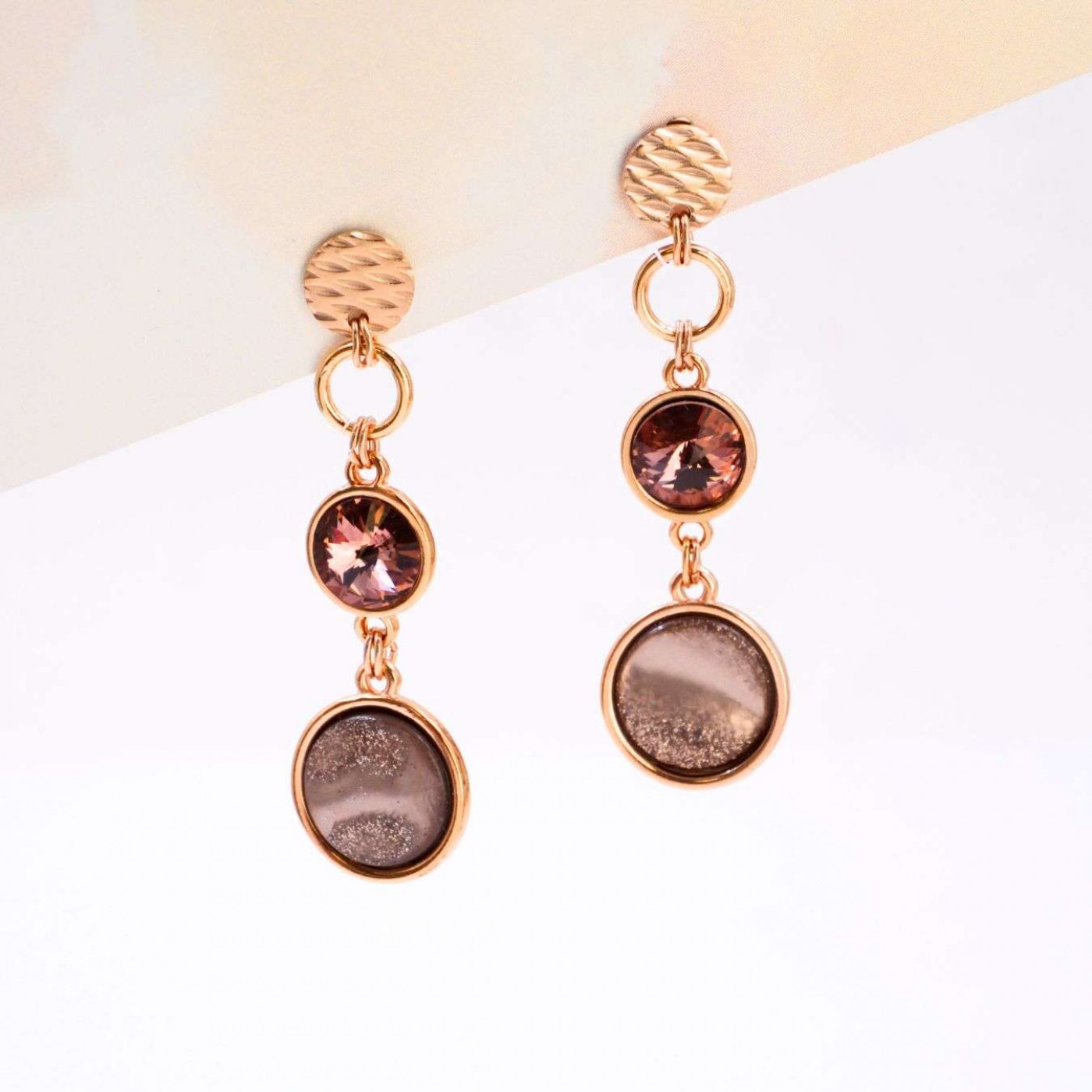 Rose Gold-Plated Earrings - Swarovski Crystals — Earrings from Toolittle — additional view 2