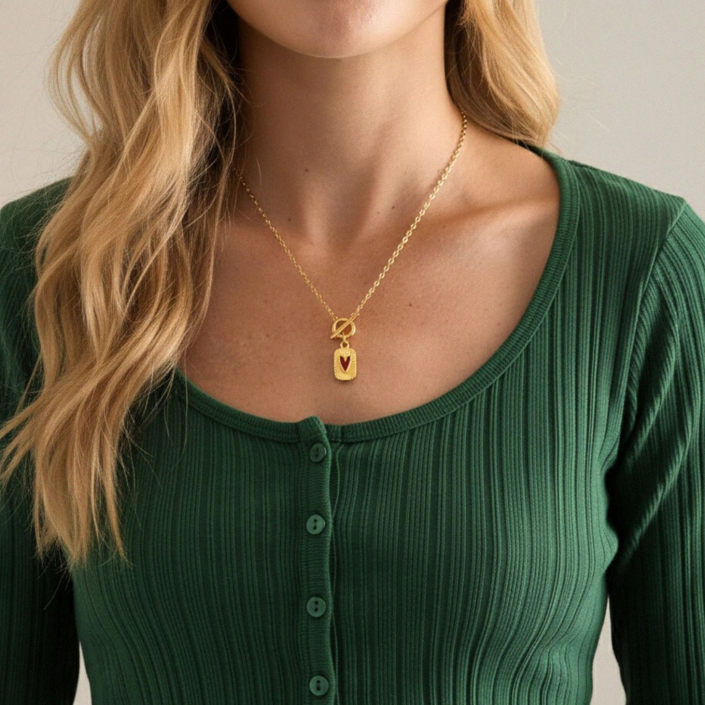 Toggle Clasp: Gold-plated Necklace - Heart