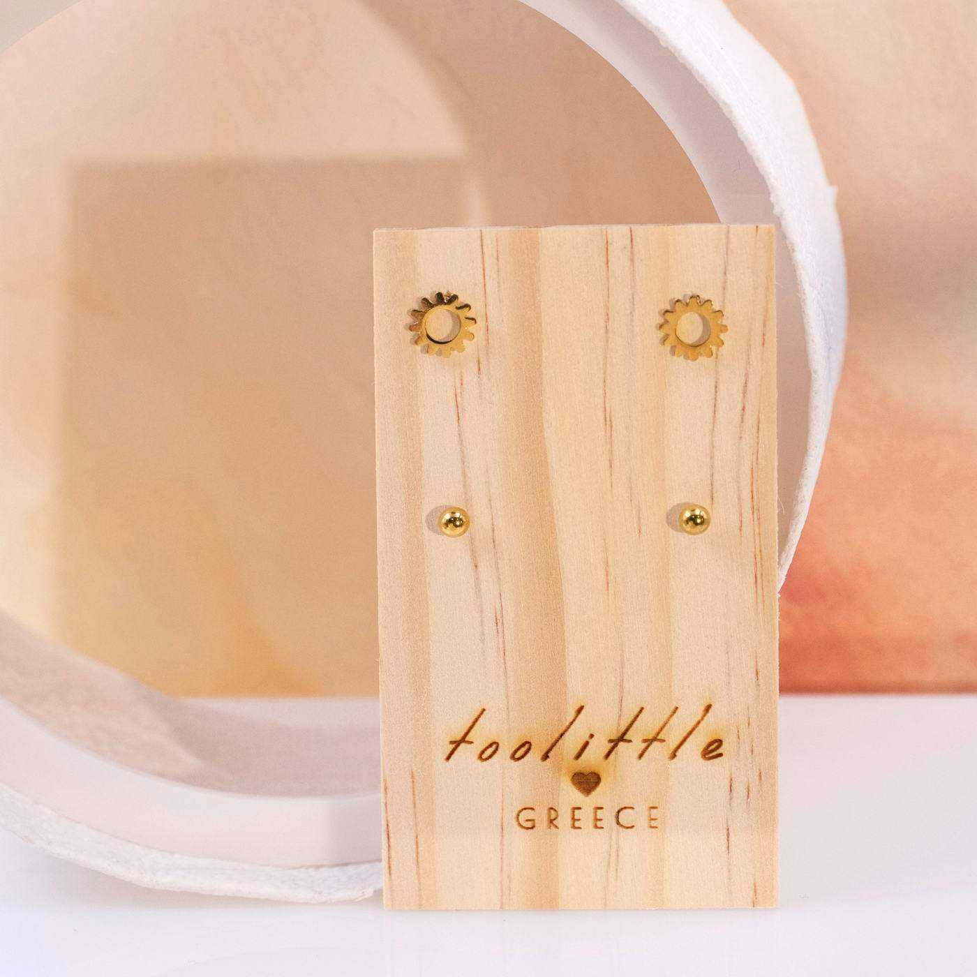 2 Pairs of Gold-plated Inox Stud Earrings Set