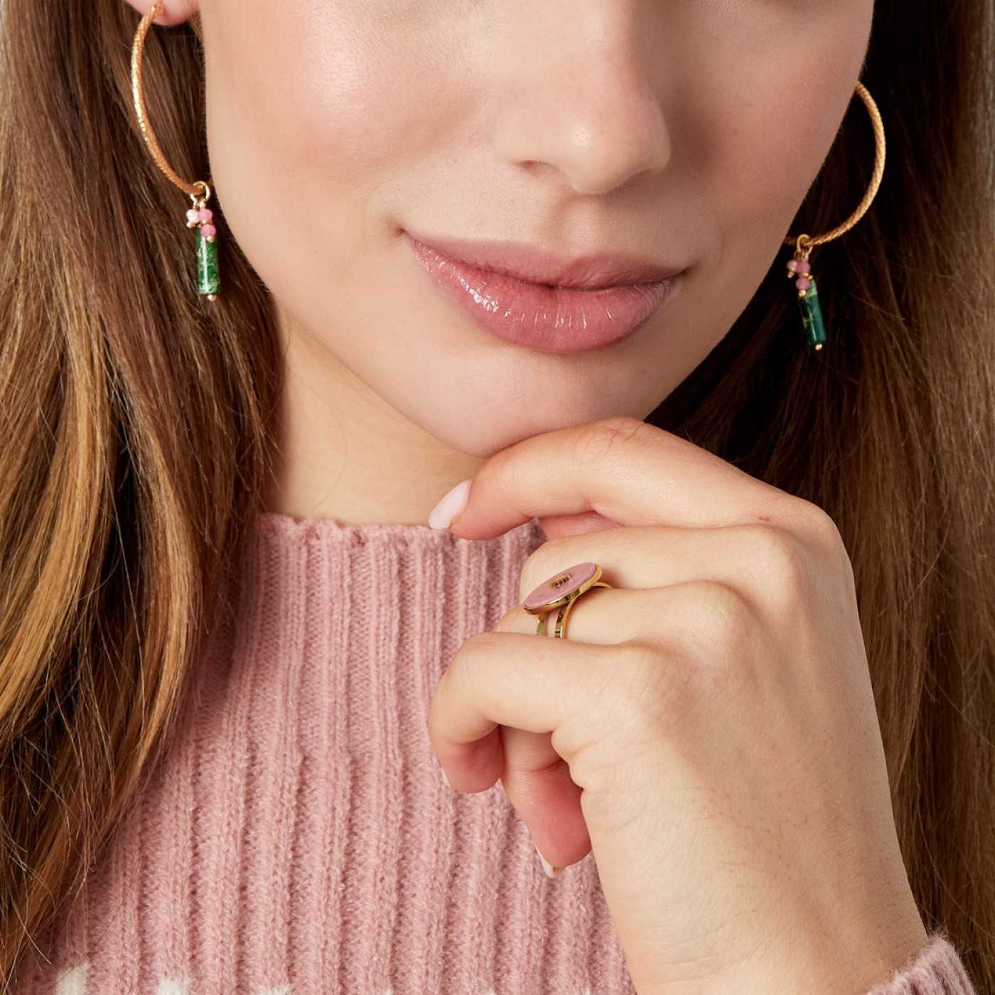 Hoop Earrings Natural Stone — Earrings from Toolittle — additional view 3