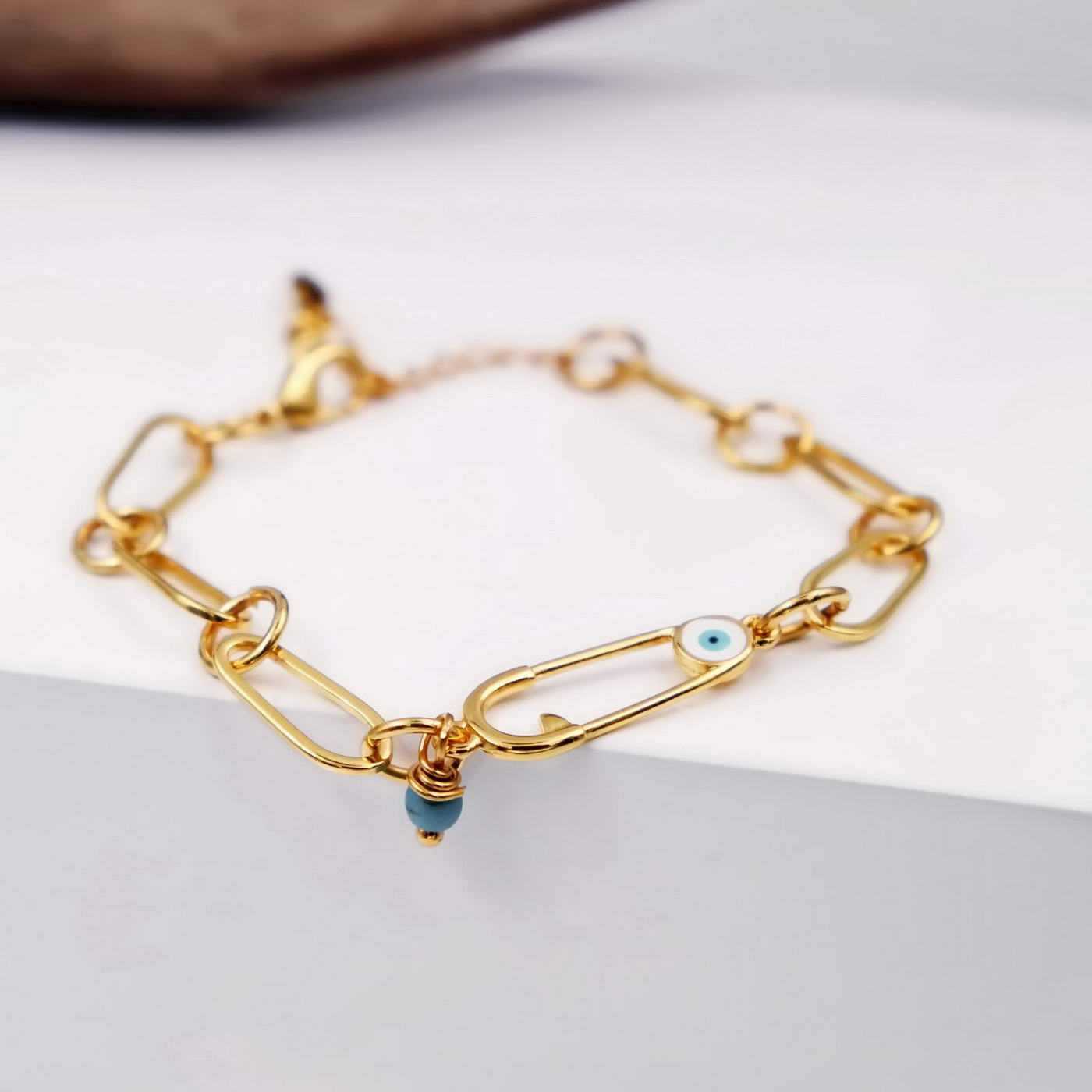 Chain bracelet with enamel evil eye — Bracelets from Toolittle — additional view 3