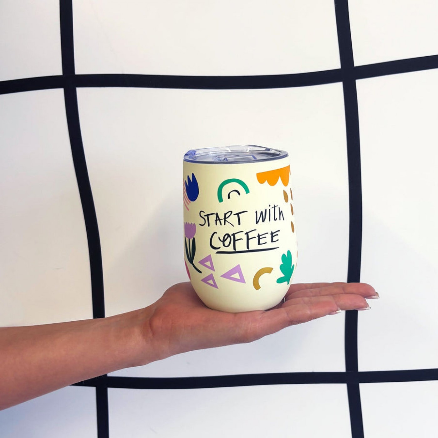 Small Talk "Start with Coffee" Travel Mug — Ceramics & pottery from Toolittle — additional view 4
