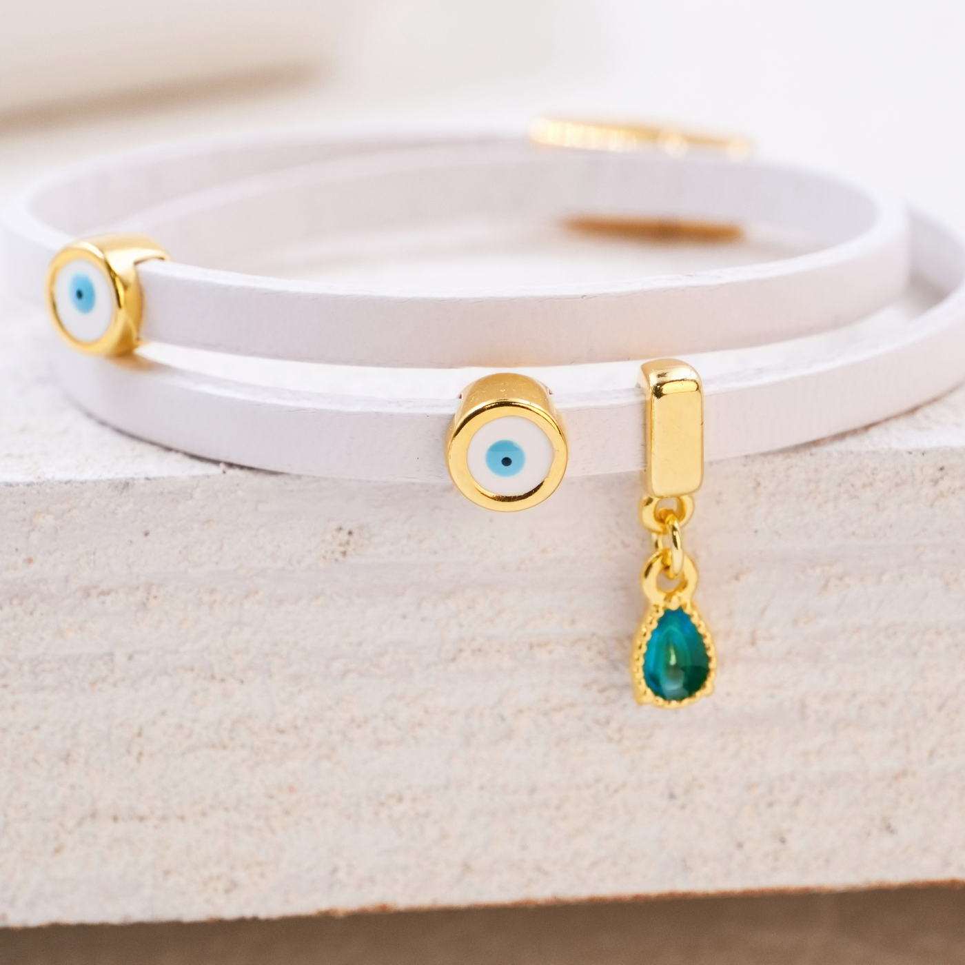 Evil Eye Double-wrapped Leather Bracelet — Bracelets from Toolittle — additional view 3