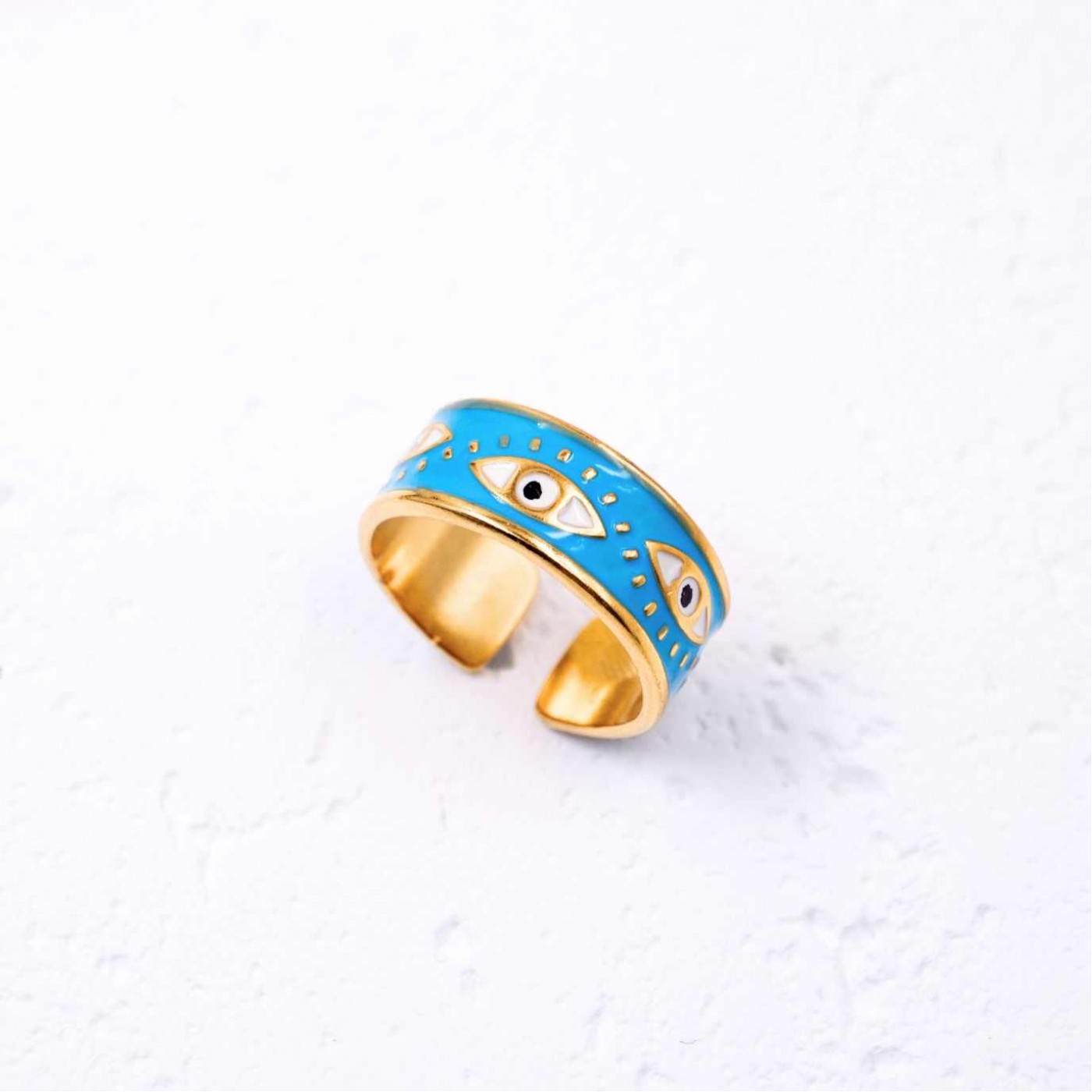 Turqouise Evil Eye Stainless Steel Ring — Rings from Toolittle — additional view 2