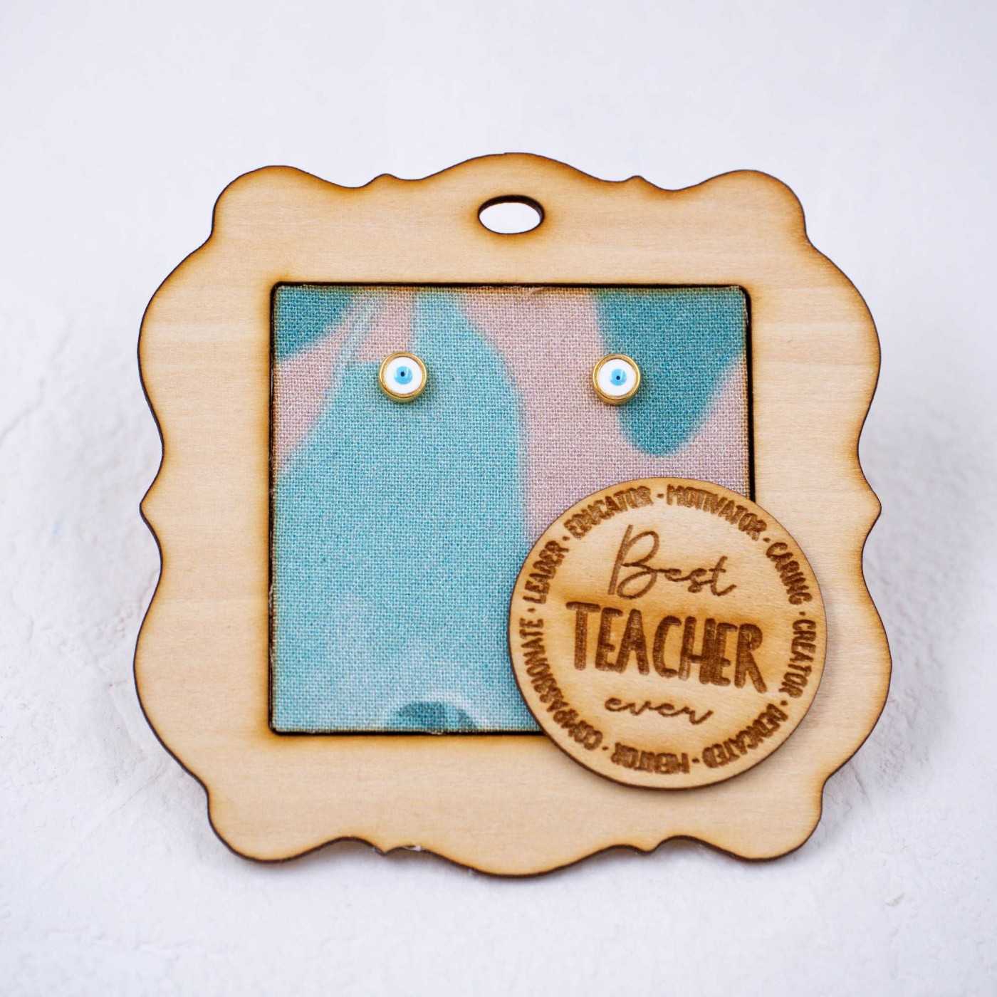Gift for the Teacher - Evil Eye Earrings — Earrings from Toolittle — additional view 2