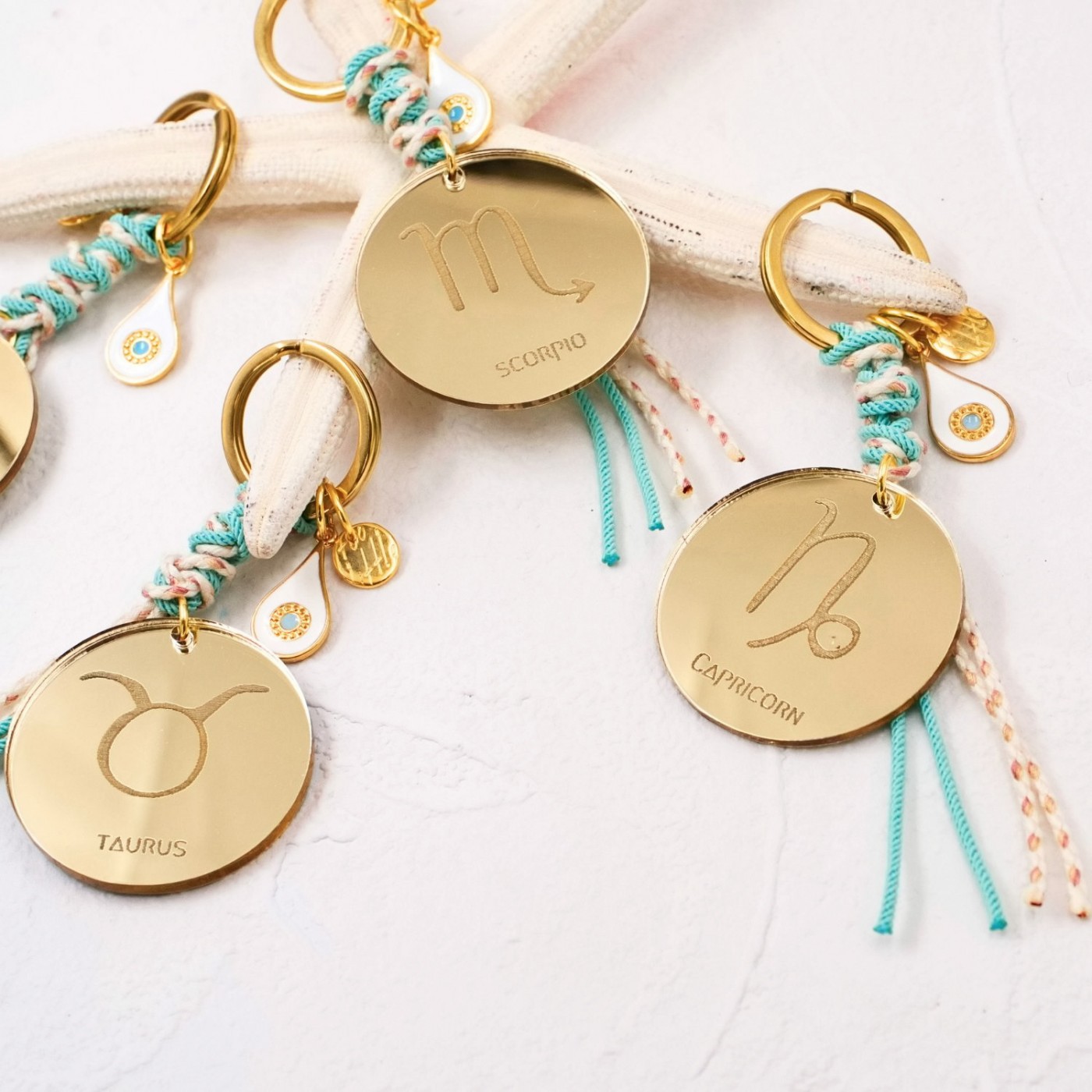 Earth Zodiac Keychains (Taurus, Virgo, Capricorn)