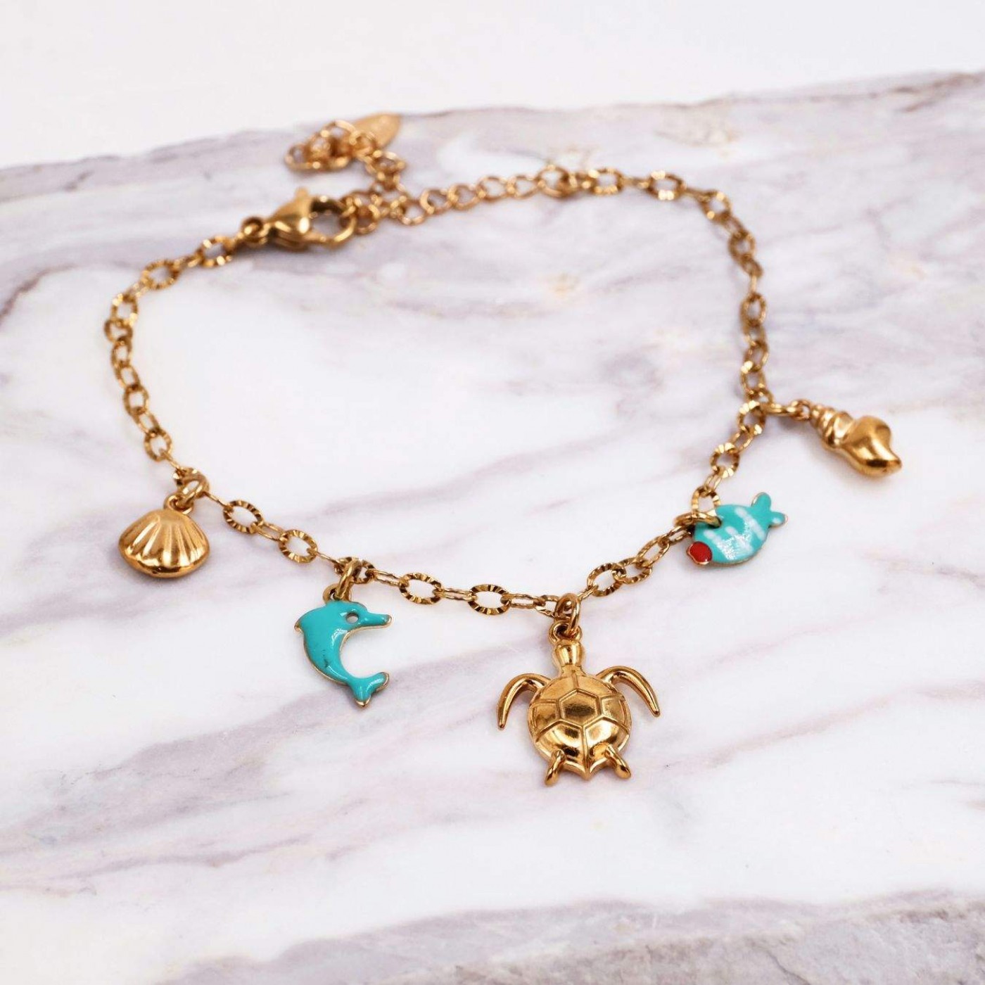 Stainless Steel Jewelry: Turtle & Fresh Water Pearl Bracelet — Bracelets from Toolittle — additional view 5