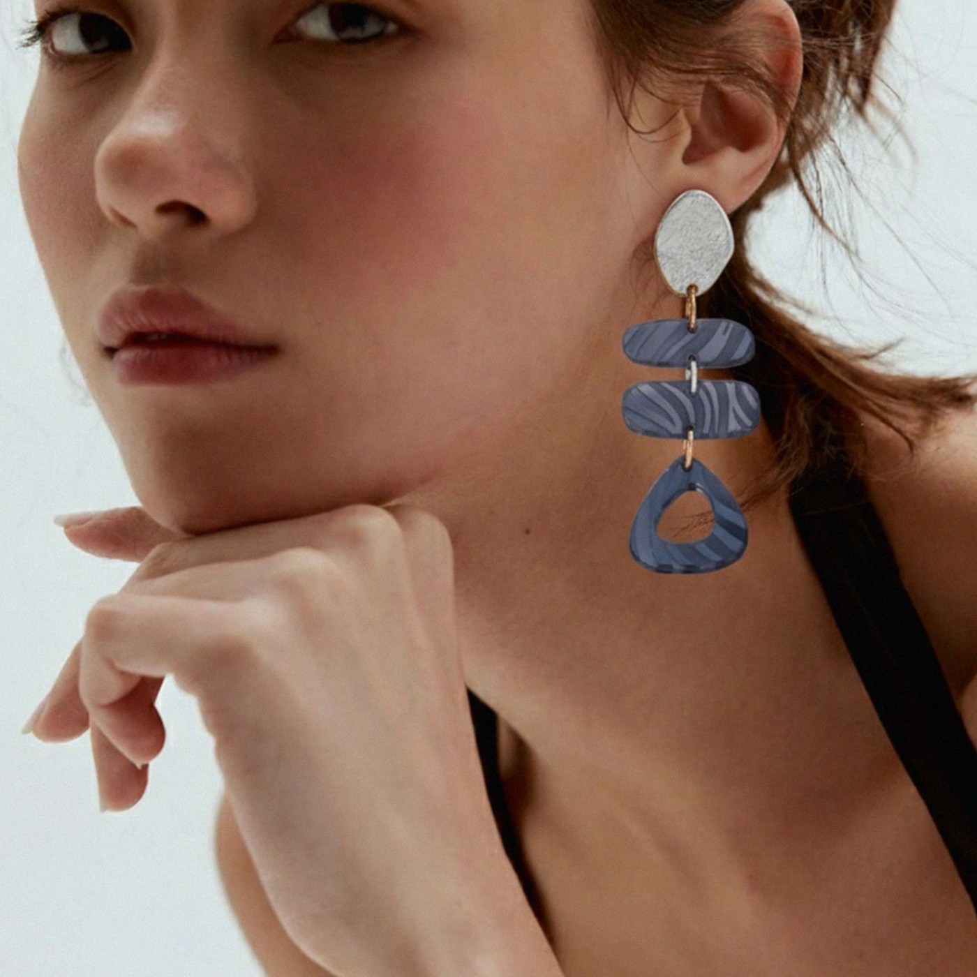 Dangle Earrings - Silver Plating & Animal Print