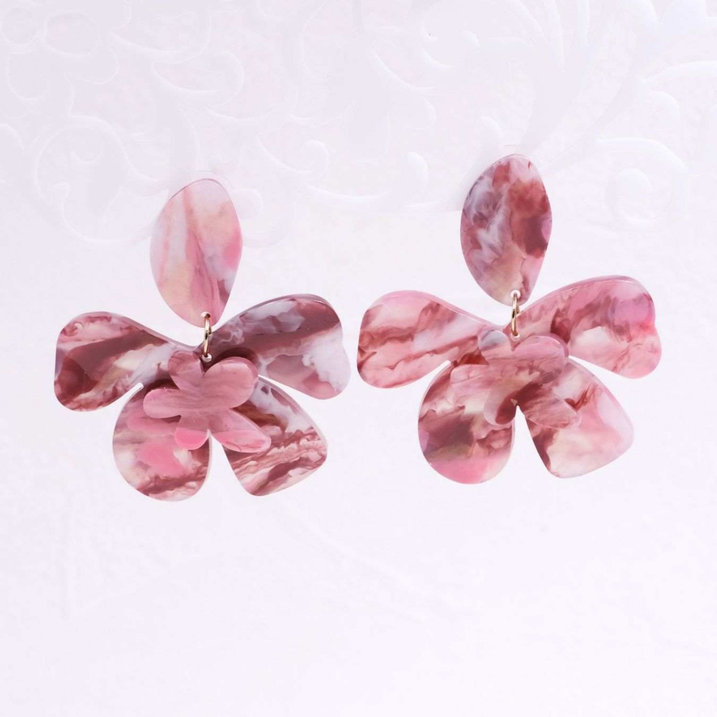 Plexiglass Flower Earrings | Pink — Earrings from Toolittle — additional view 2