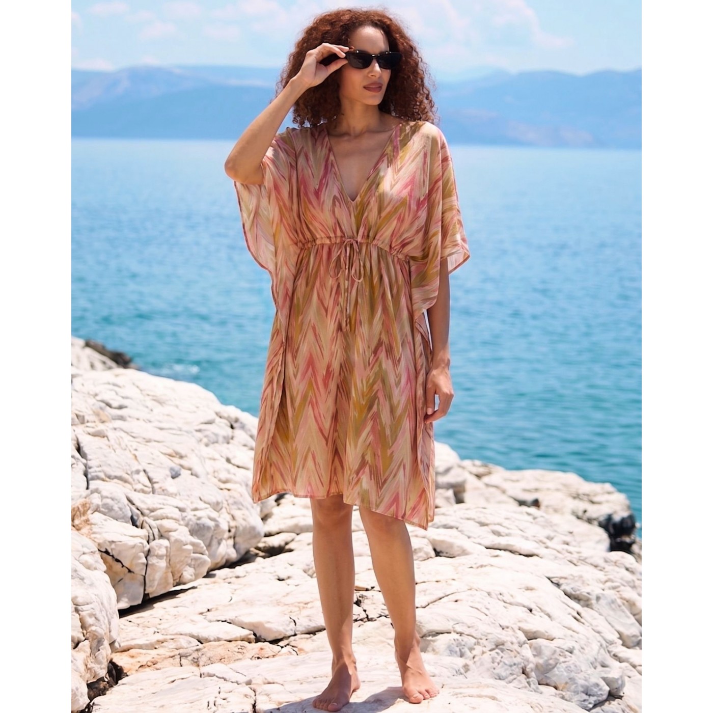 KOKKOSAMMOU Short caftan Antiparos with front tie — Dresses from Toolittle — additional view 2