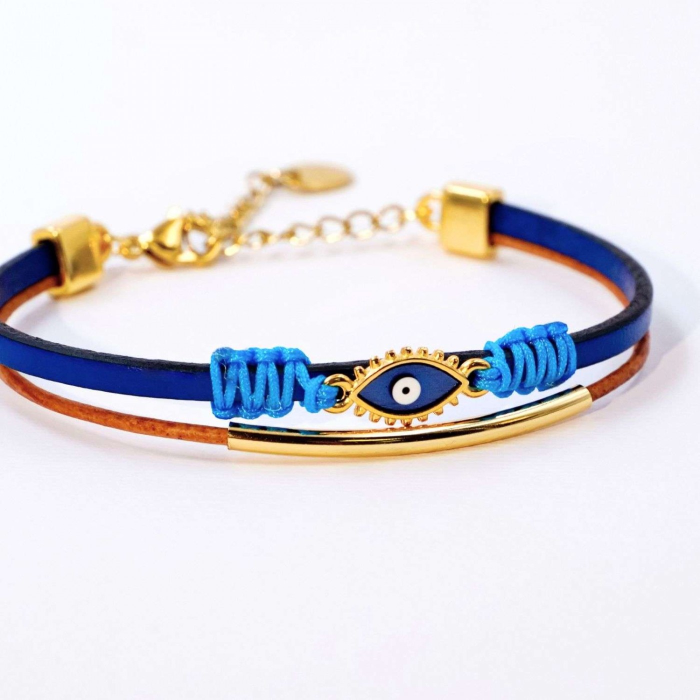 Leather Bracelet with Evil Eye — Bracelets from Toolittle — additional view 2