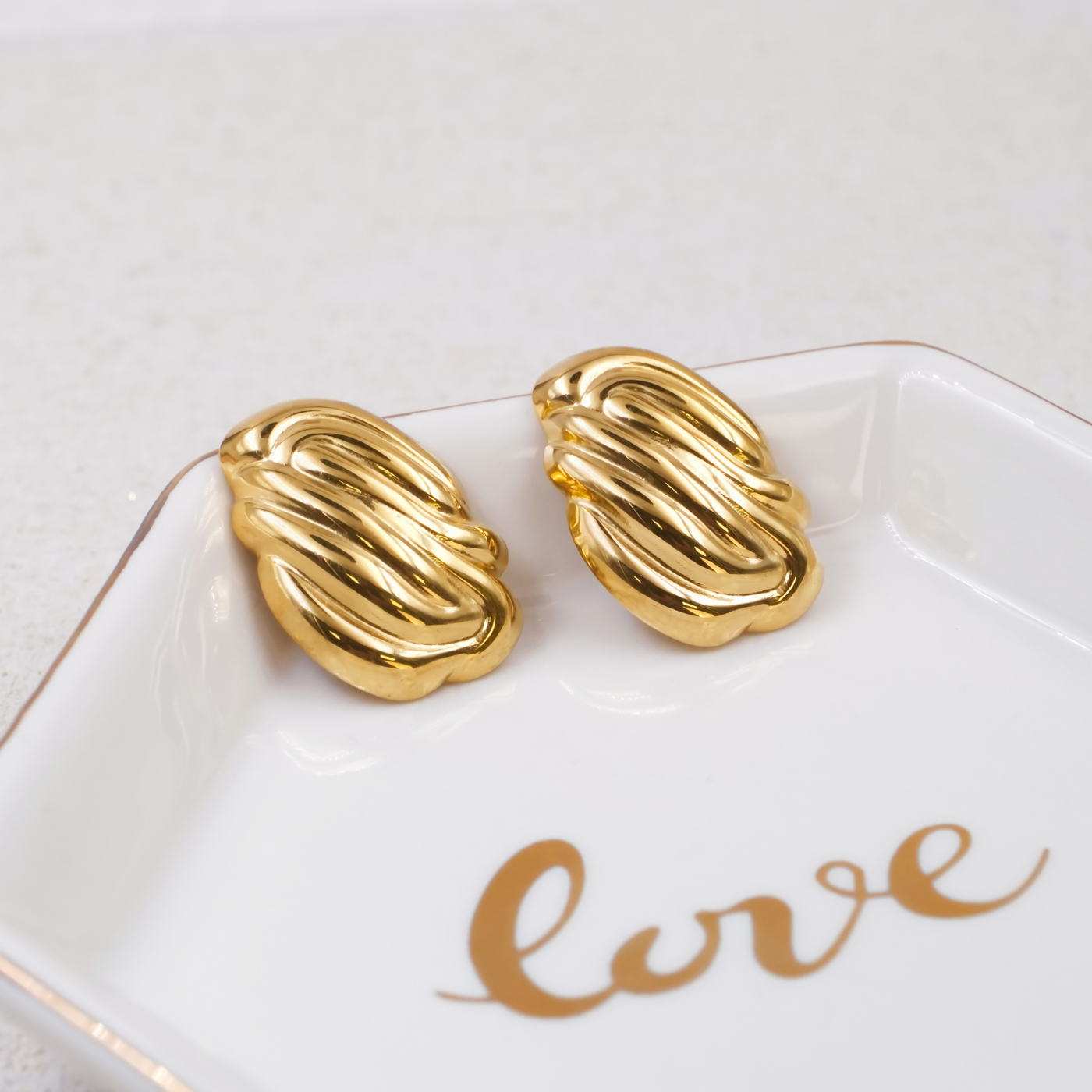 Gold-plated Stud Earrings — Earrings from Toolittle — additional view 3