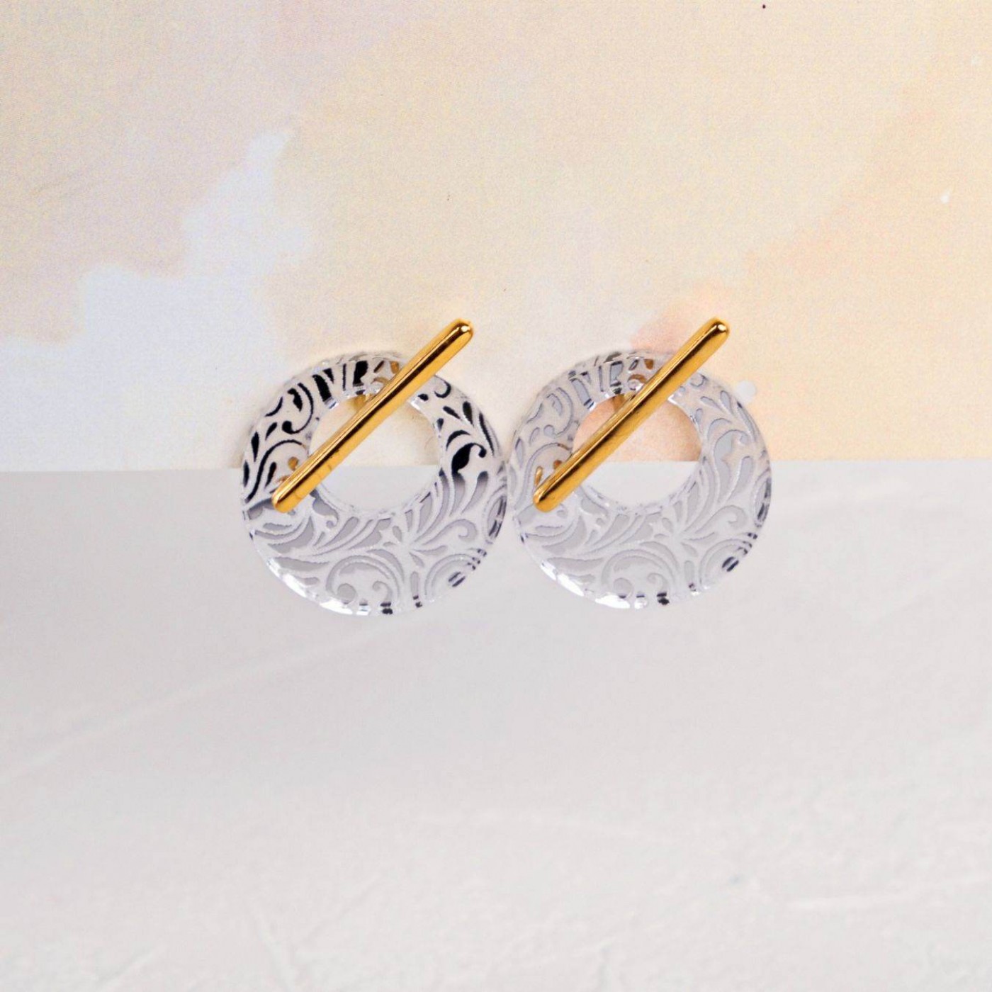 Stud Earrings with Golden Bar - Plexiglass Print — Earrings from Toolittle — additional view 6