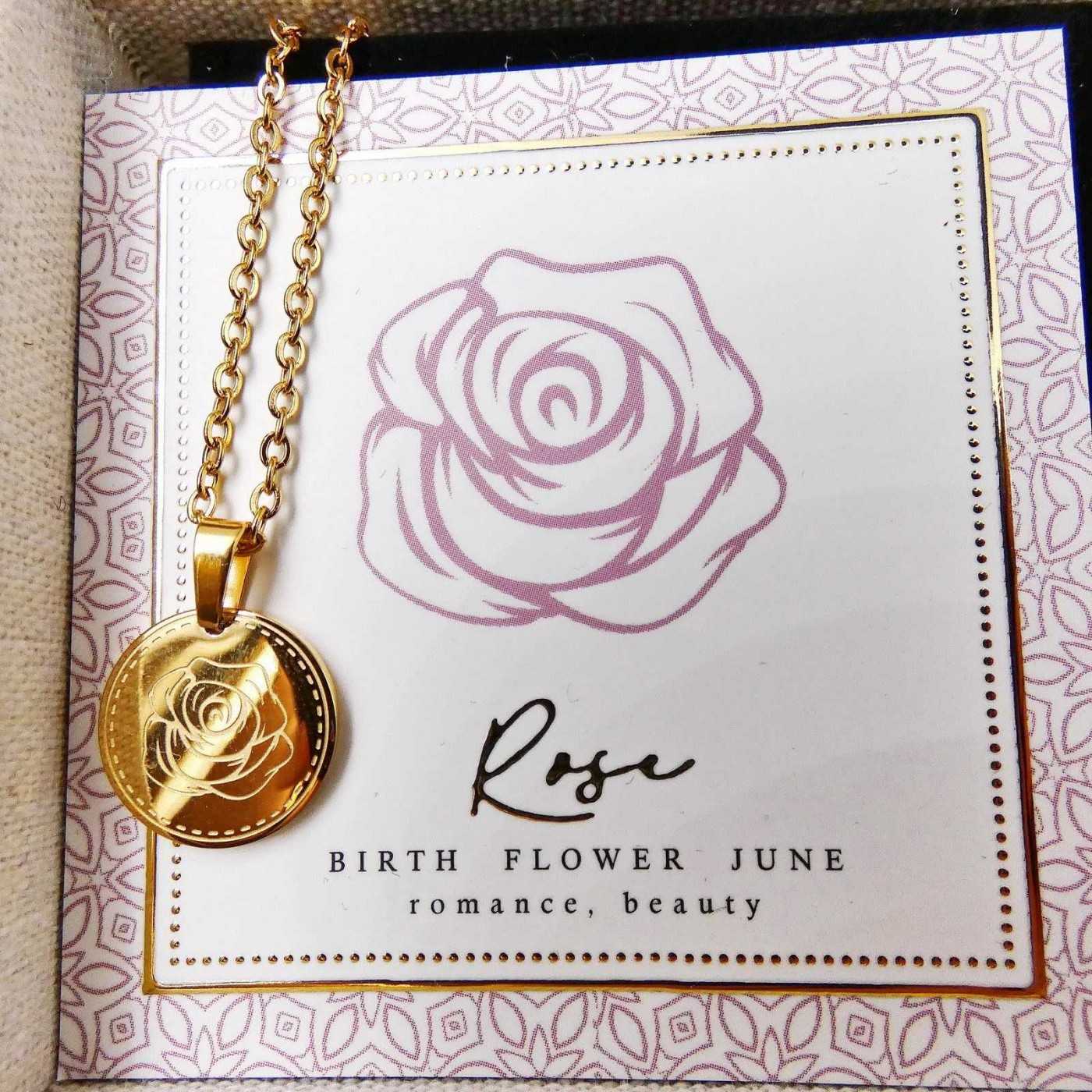 Birth Flower Necklace- Rose for June