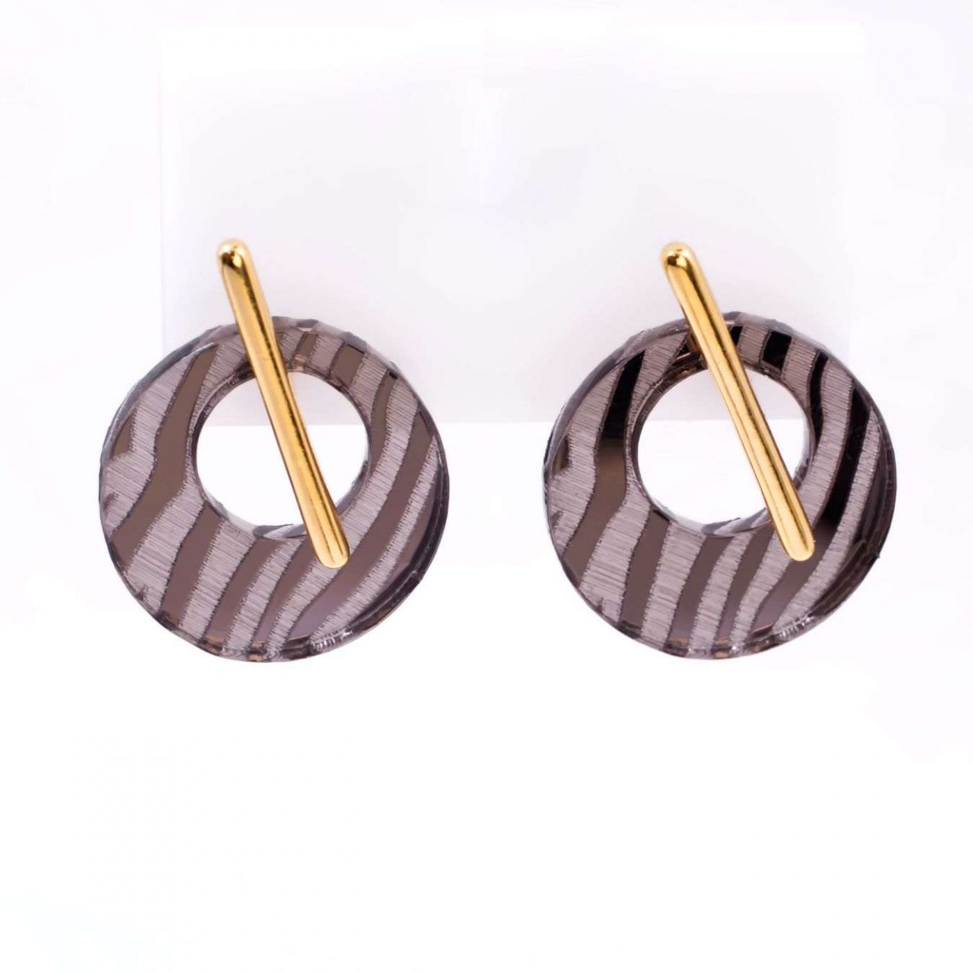 Stud Earrings with Golden Bar - Animal Print — Earrings from Toolittle — additional view 2