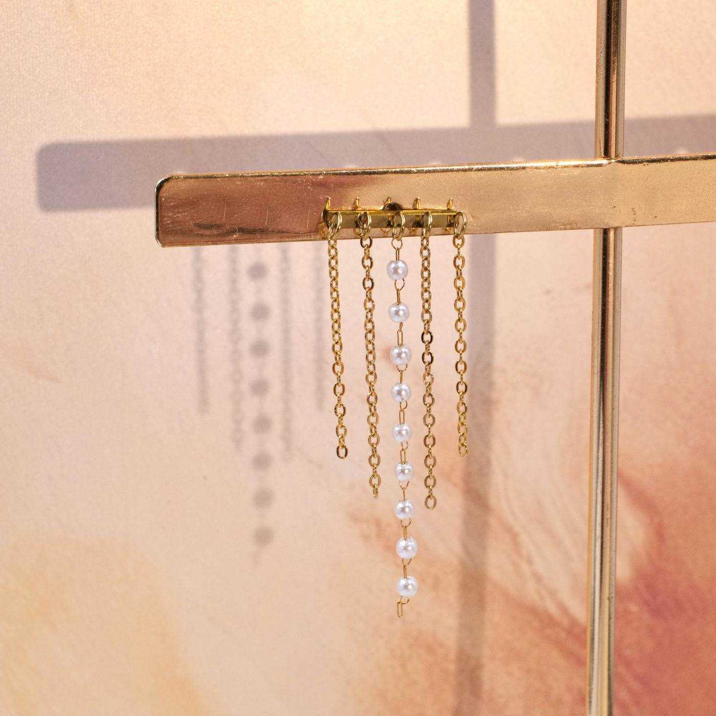 Gold-plated Inox Chain Earrings — Earrings from Toolittle — additional view 2
