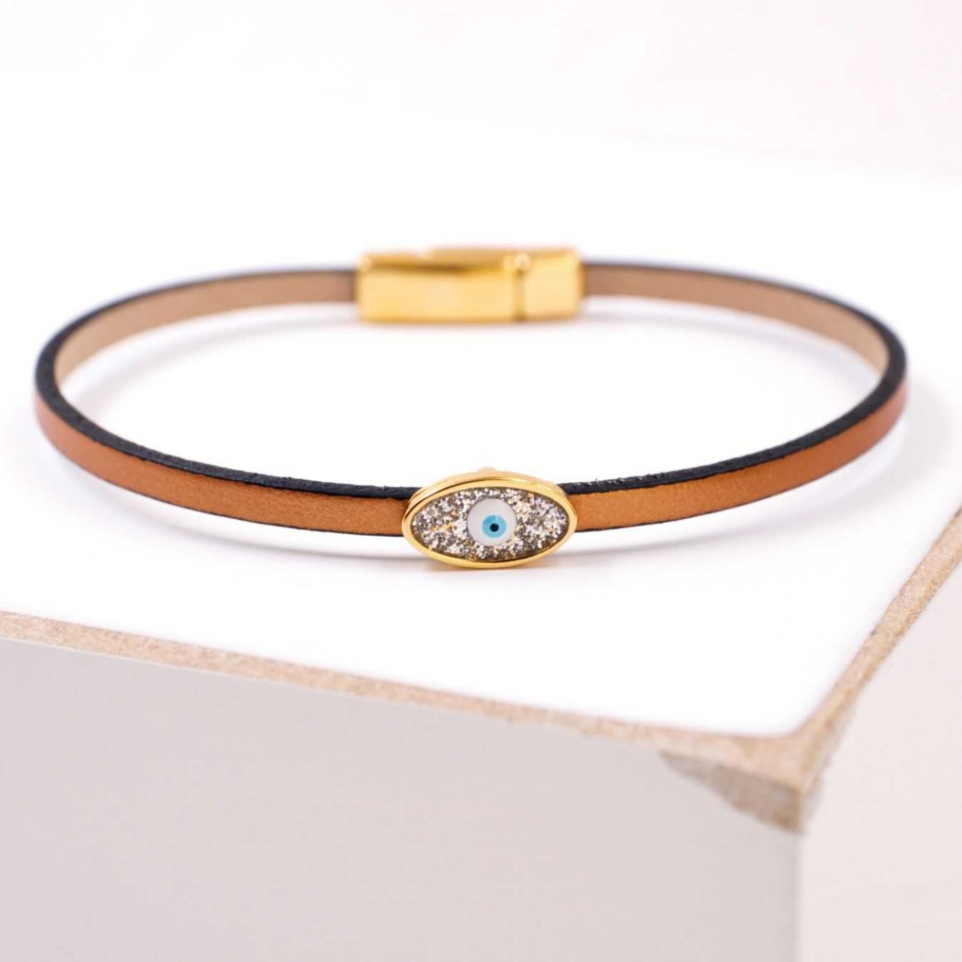 Handcrafted Leather Bracelet with Evil Eye | Color Select — Bracelets from Toolittle — additional view 4