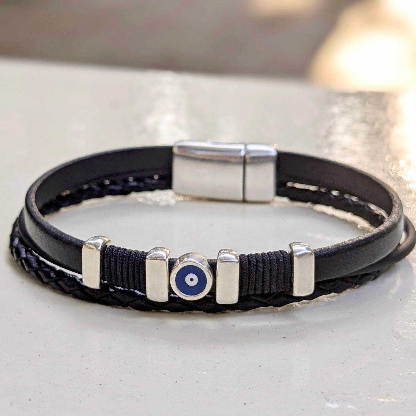 Evil Eye Leather Men's Bracelet — Bracelets from Toolittle — additional view 2