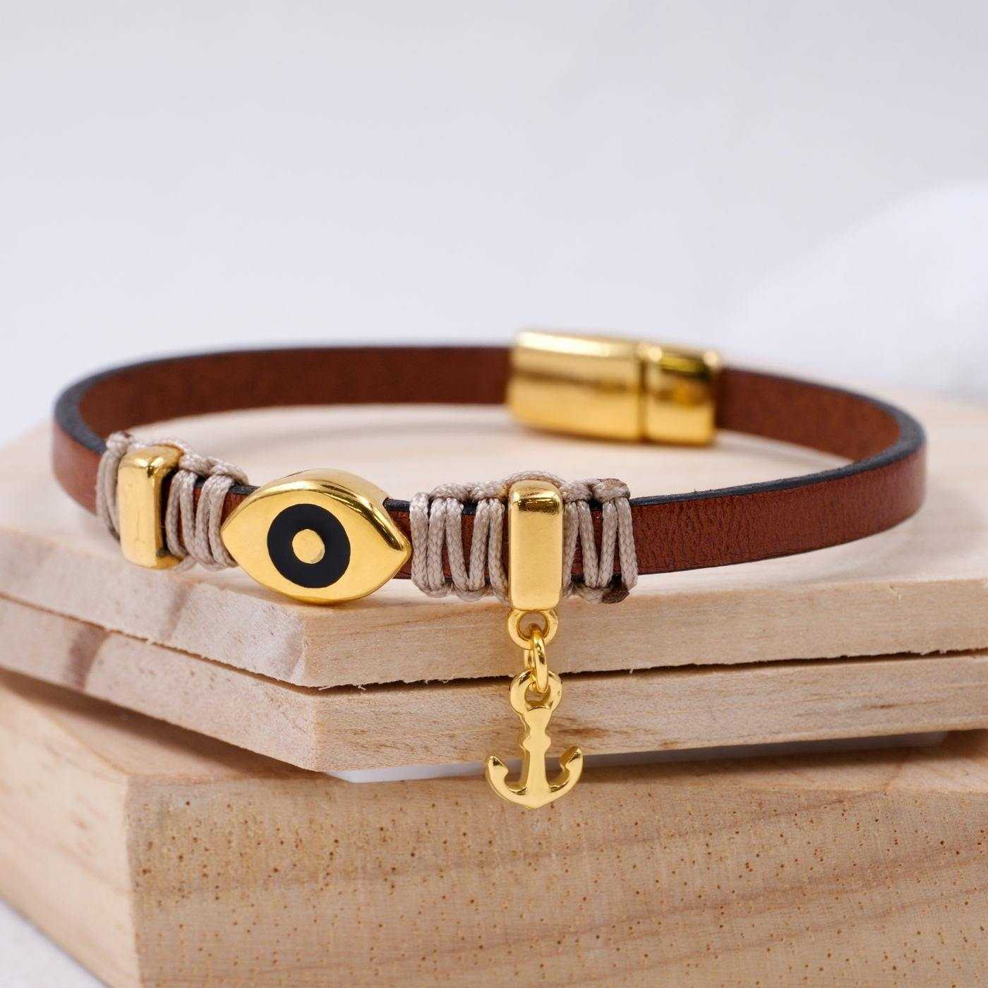 Evil Eye Leather Bracelet