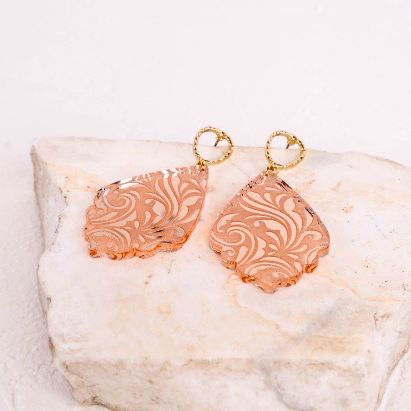 Golden Earrings | Plexiglass with Pattern - Salmon — Earrings from Toolittle — additional view 5
