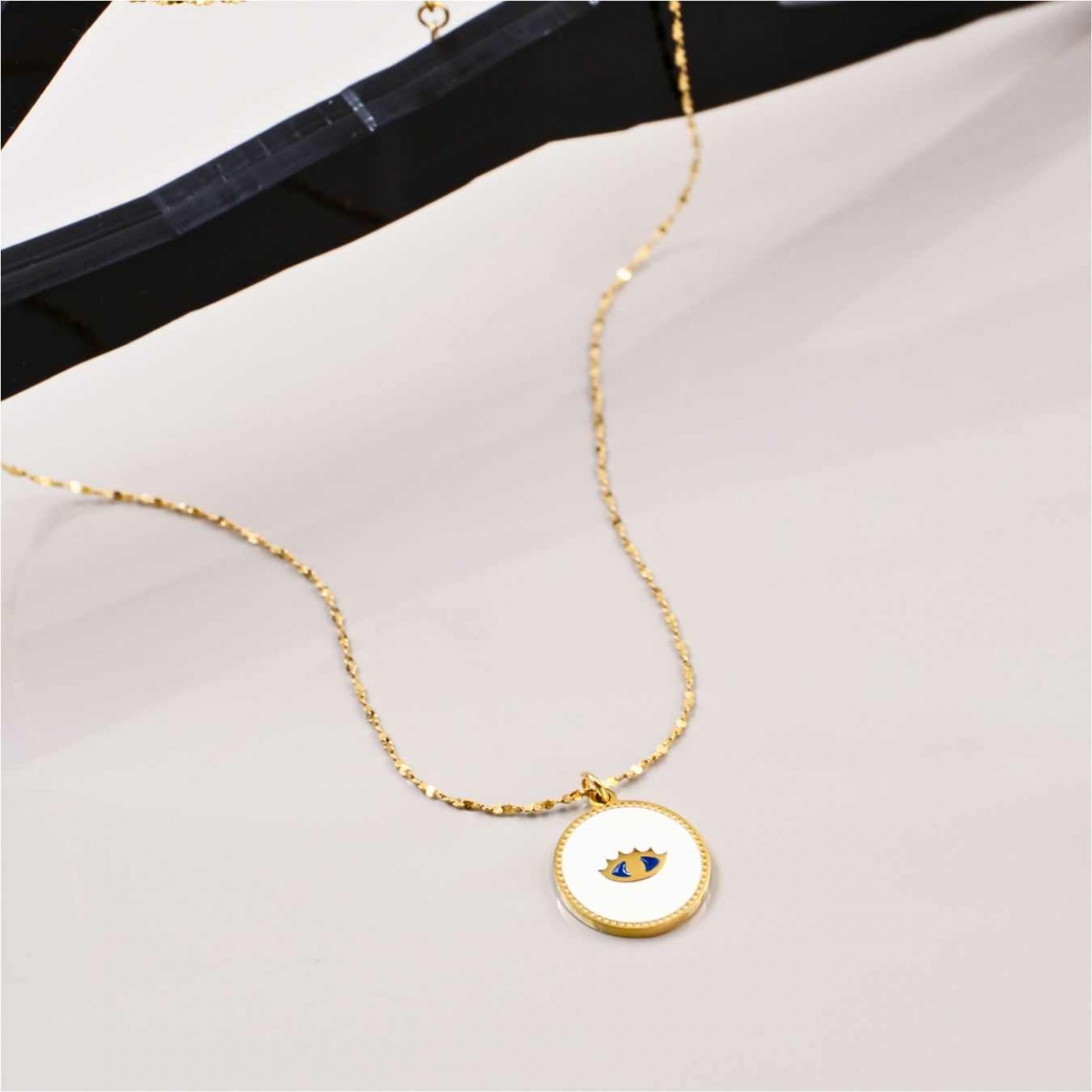 Gold-plated Eye Necklace - Stainless Steel & Enamel — Necklaces from Toolittle — additional view 4