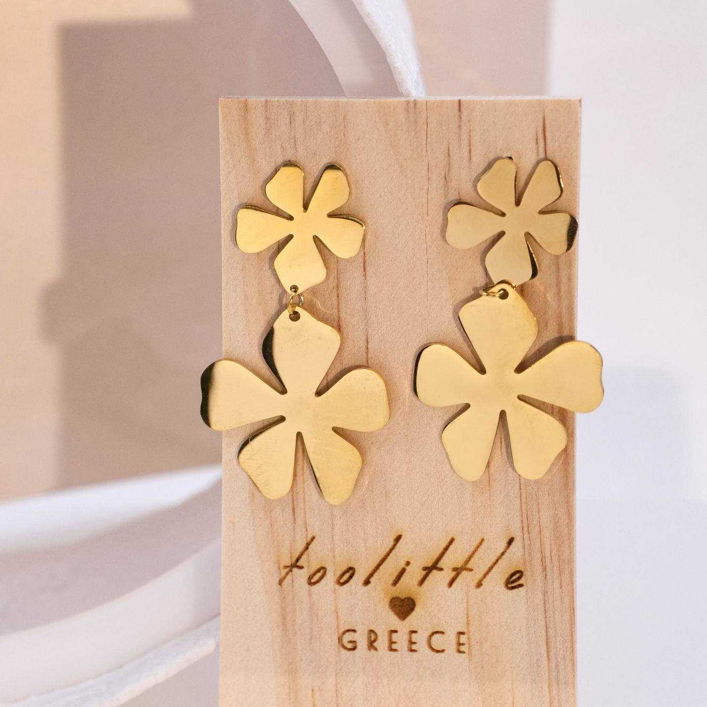 Inox Flower Gold-plated Earrings — Earrings from Toolittle — additional view 3
