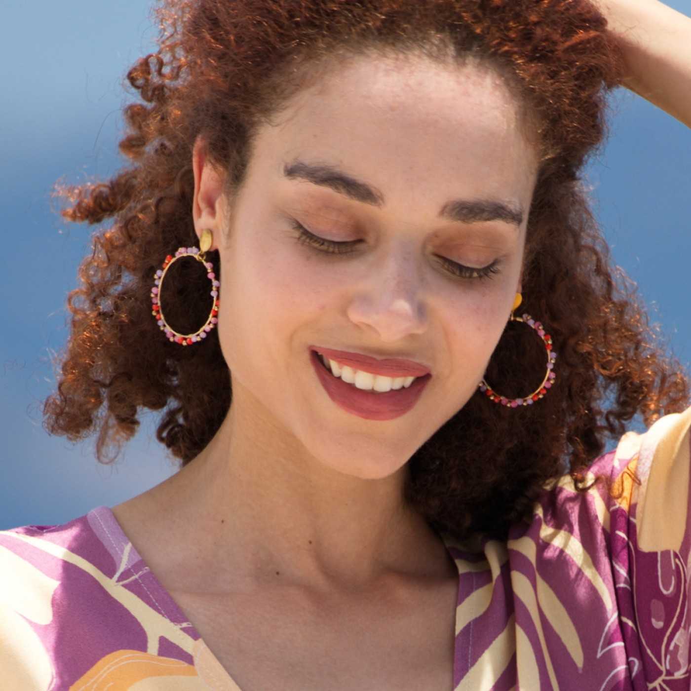 Crystal Beads Hoop Earrings — Earrings from Toolittle — additional view 2