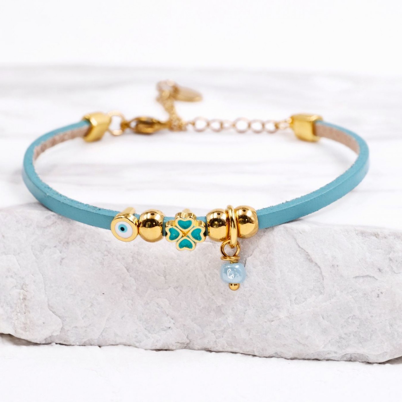 Handcrafted Bracelet | Evil Eye & Four Leaf Clover — Bracelets from Toolittle — additional view 3