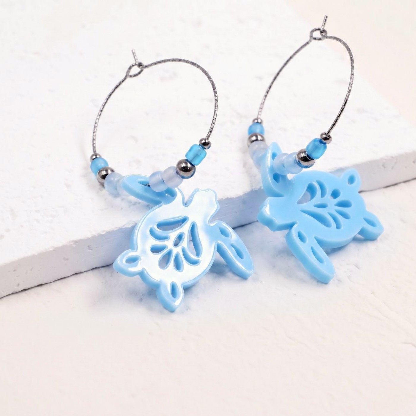 Hoop Earrings - Resin Sea Turtle — Earrings from Toolittle — additional view 3