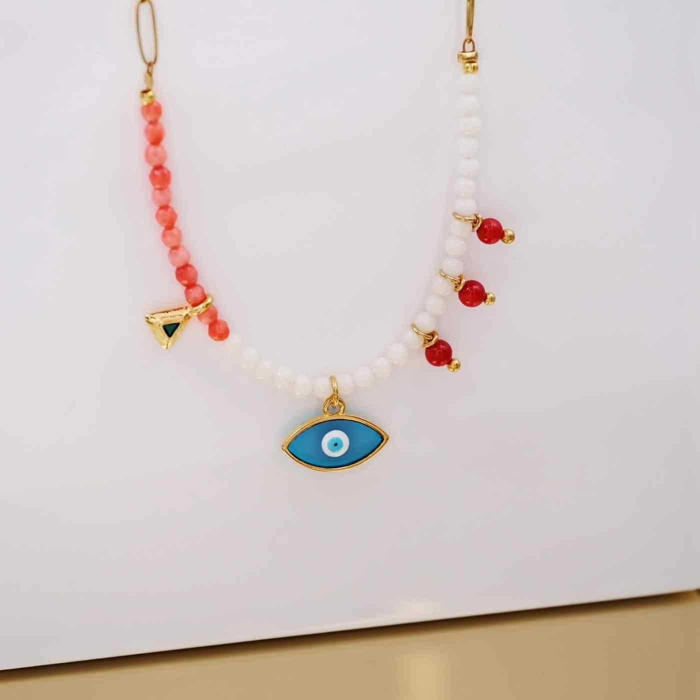 Pebbles Evil-Eye Necklace with Enamel & Semi-precious stones — Necklaces from Toolittle — additional view 2