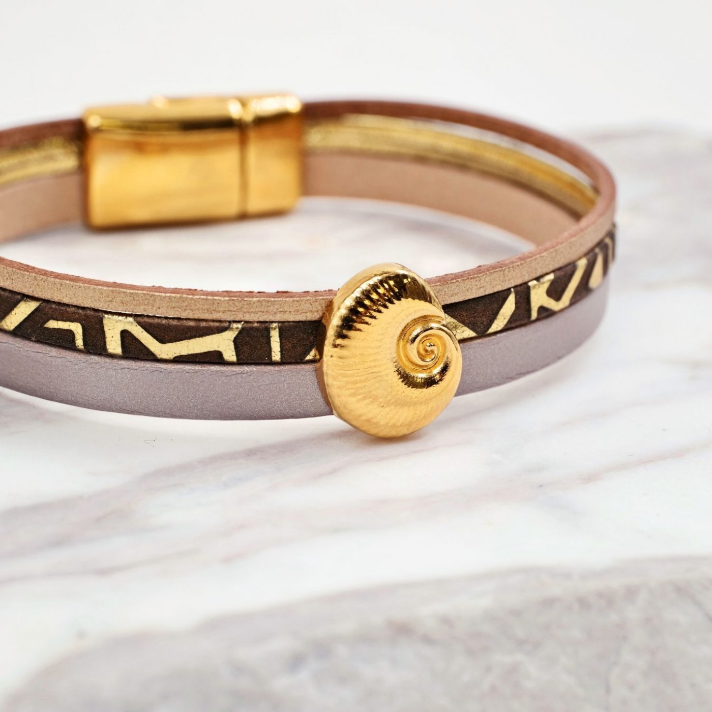 Women's Bracelet | Multi Leather & Sea Shell — Bracelets from Toolittle — additional view 2