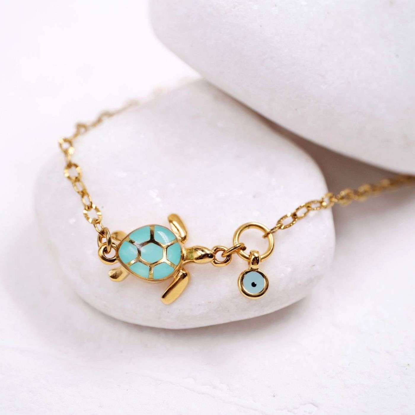 Chain Bracelet: Sea Turtle & Evil Eye — Bracelets from Toolittle — additional view 3