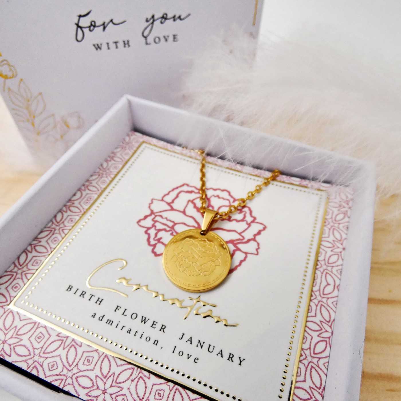 Birth Flower Necklace- Carnation for January — Necklaces from Toolittle — additional view 4