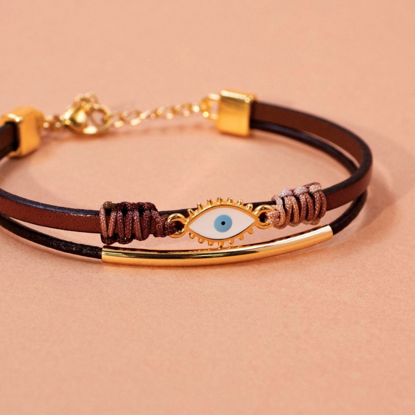 Leather Bracelet with Evil Eye — Bracelets from Toolittle — additional view 3