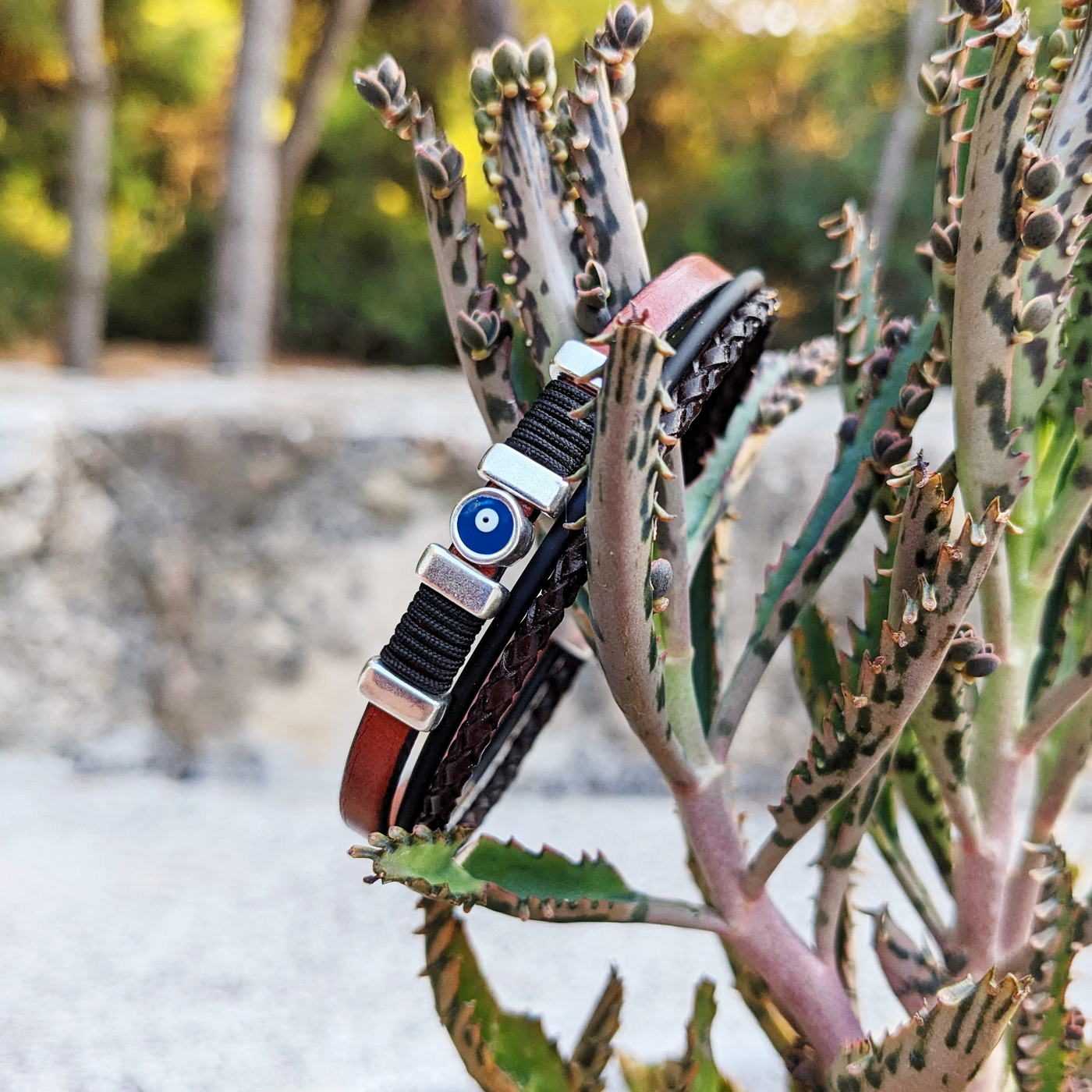 Evil Eye Leather Men's Bracelet — Bracelets from Toolittle — additional view 2