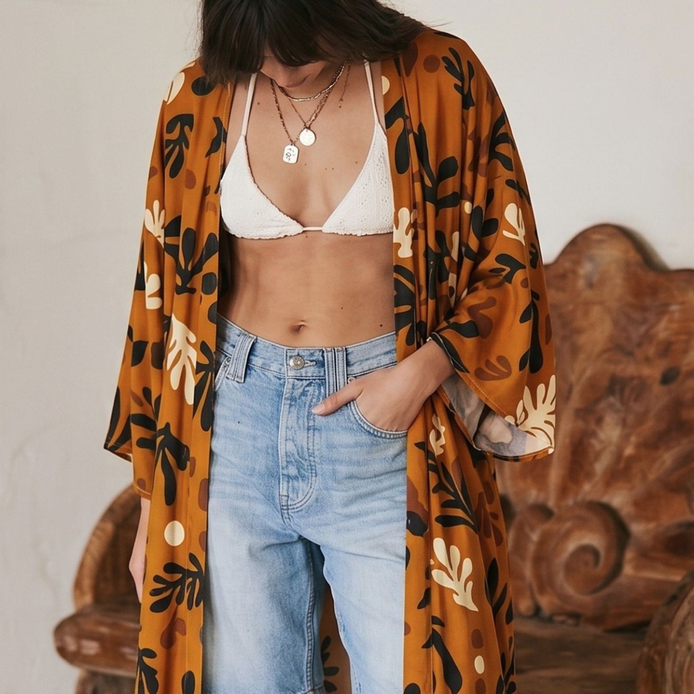 KOKKOSAMMOU Short caftan-kimono Africa